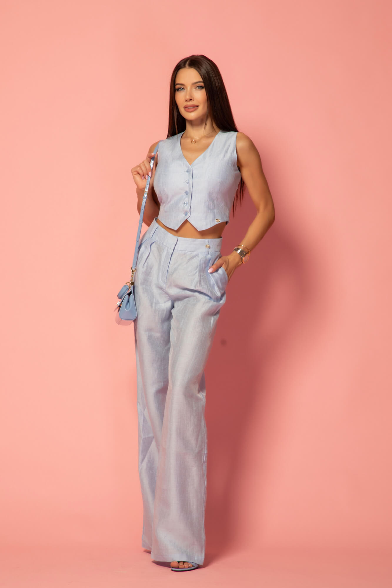 Riviera Grace Pantaloni Lung Din In - Light Blue - Imagine 12