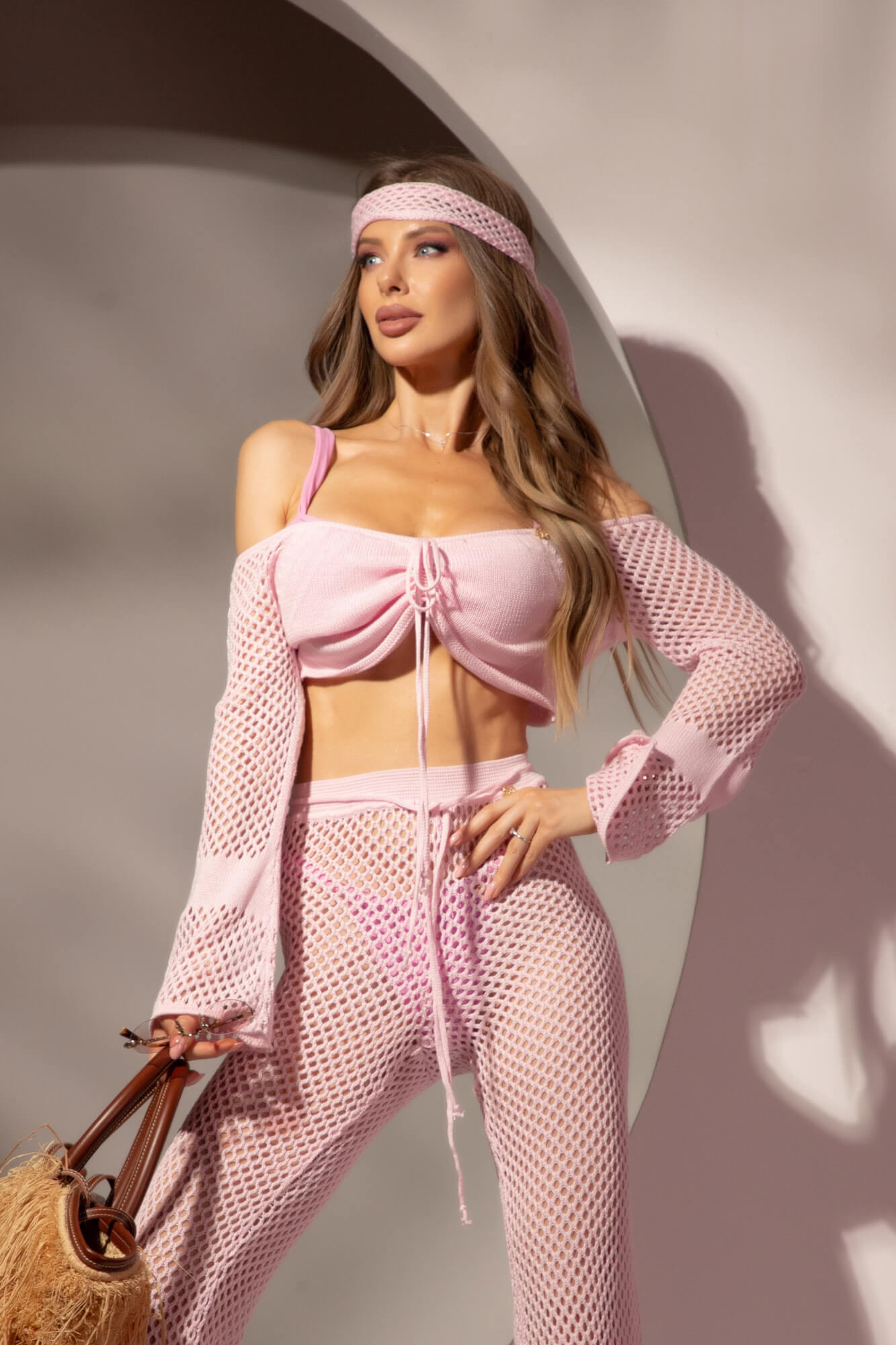 Summer Craze Crop Top de Plajă - Light Pink - Imagine 23