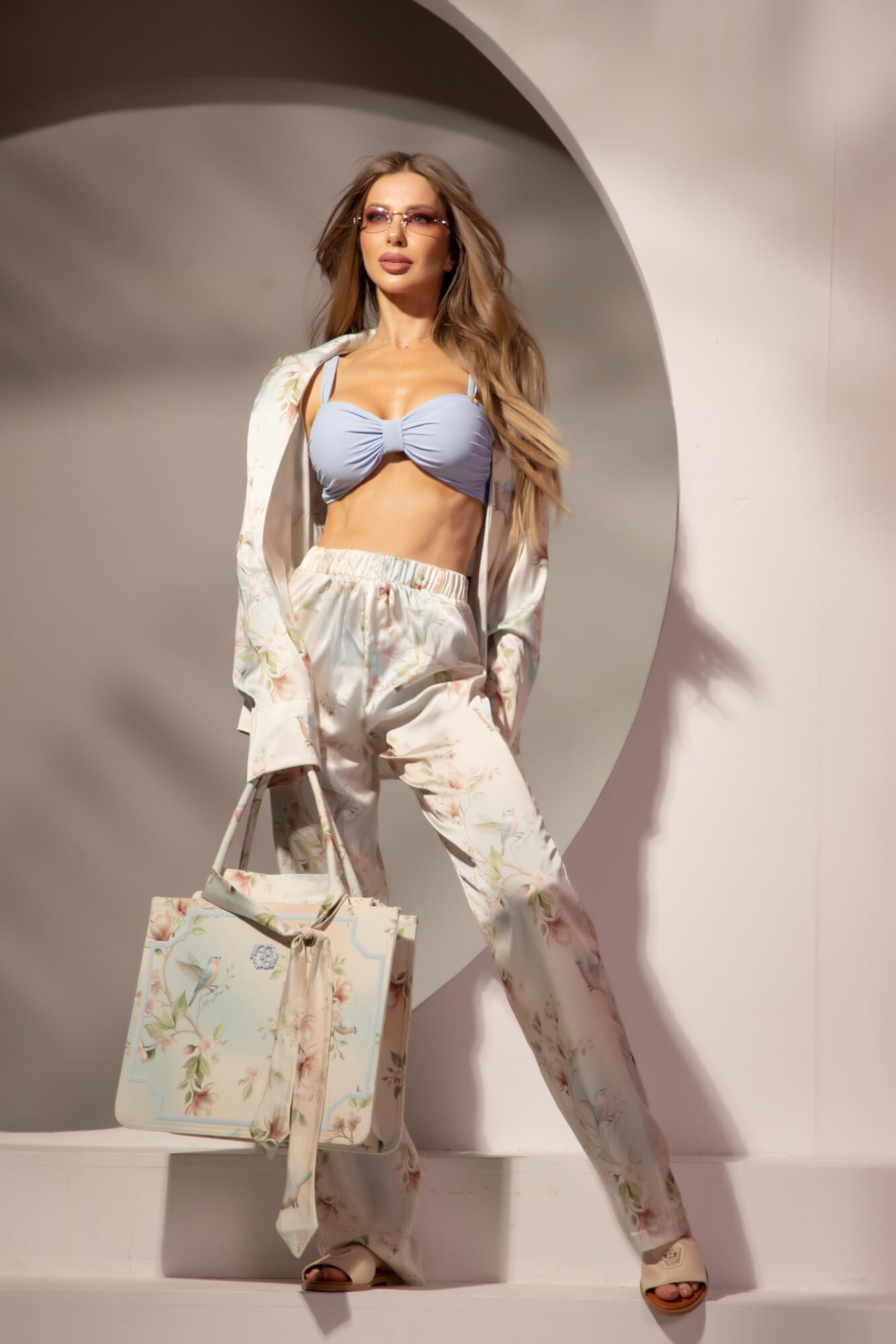 Silk Blossom Pantalon de Plajă - Imagine 12