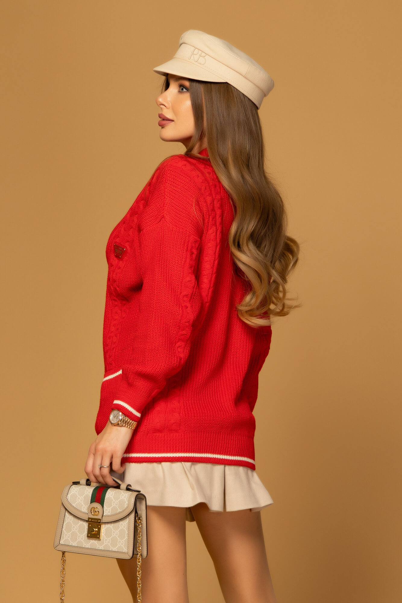 Forever Luxe Vestă din tricot - Red - Imagine 13