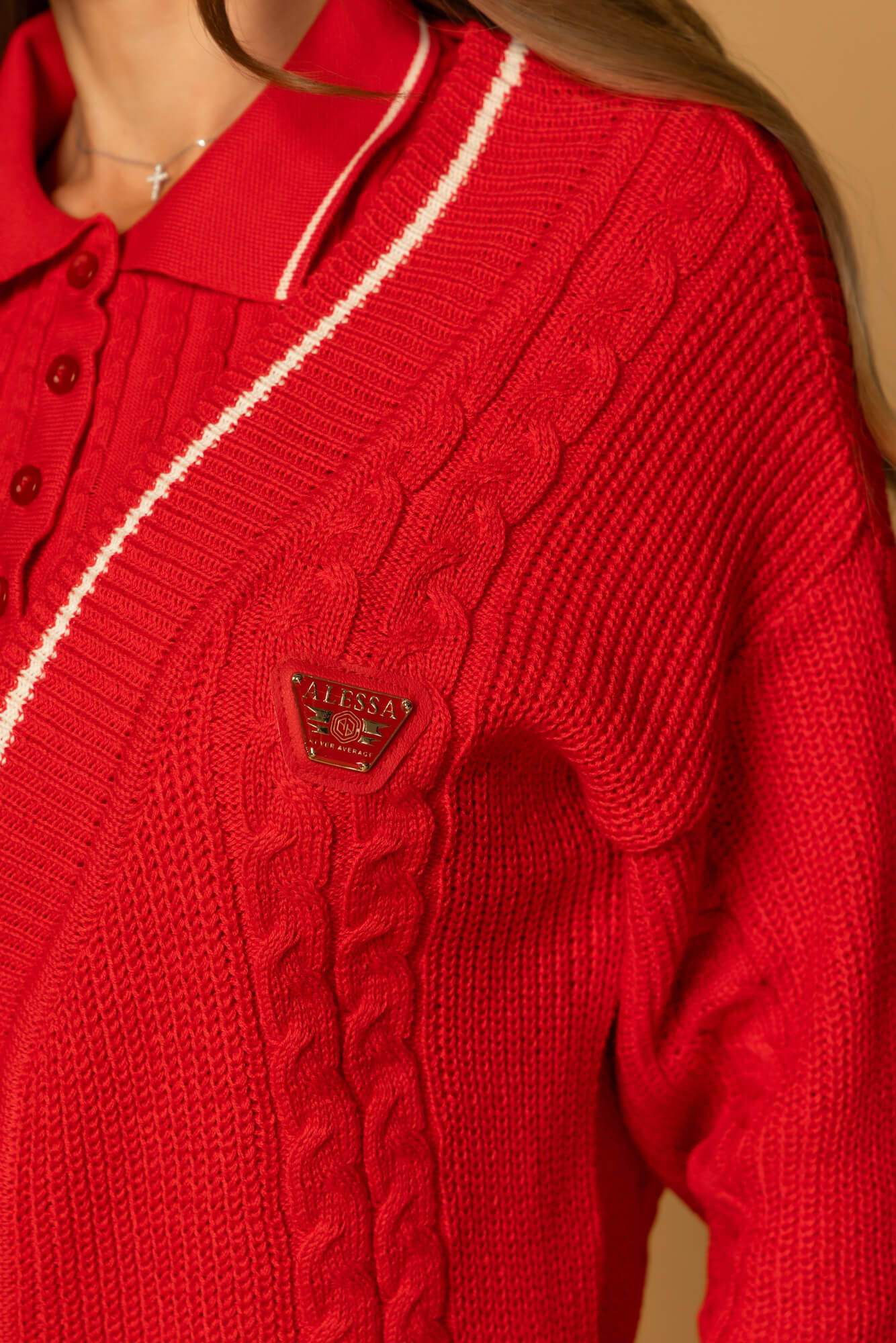 Forever Luxe Vestă din tricot - Red - Imagine 15