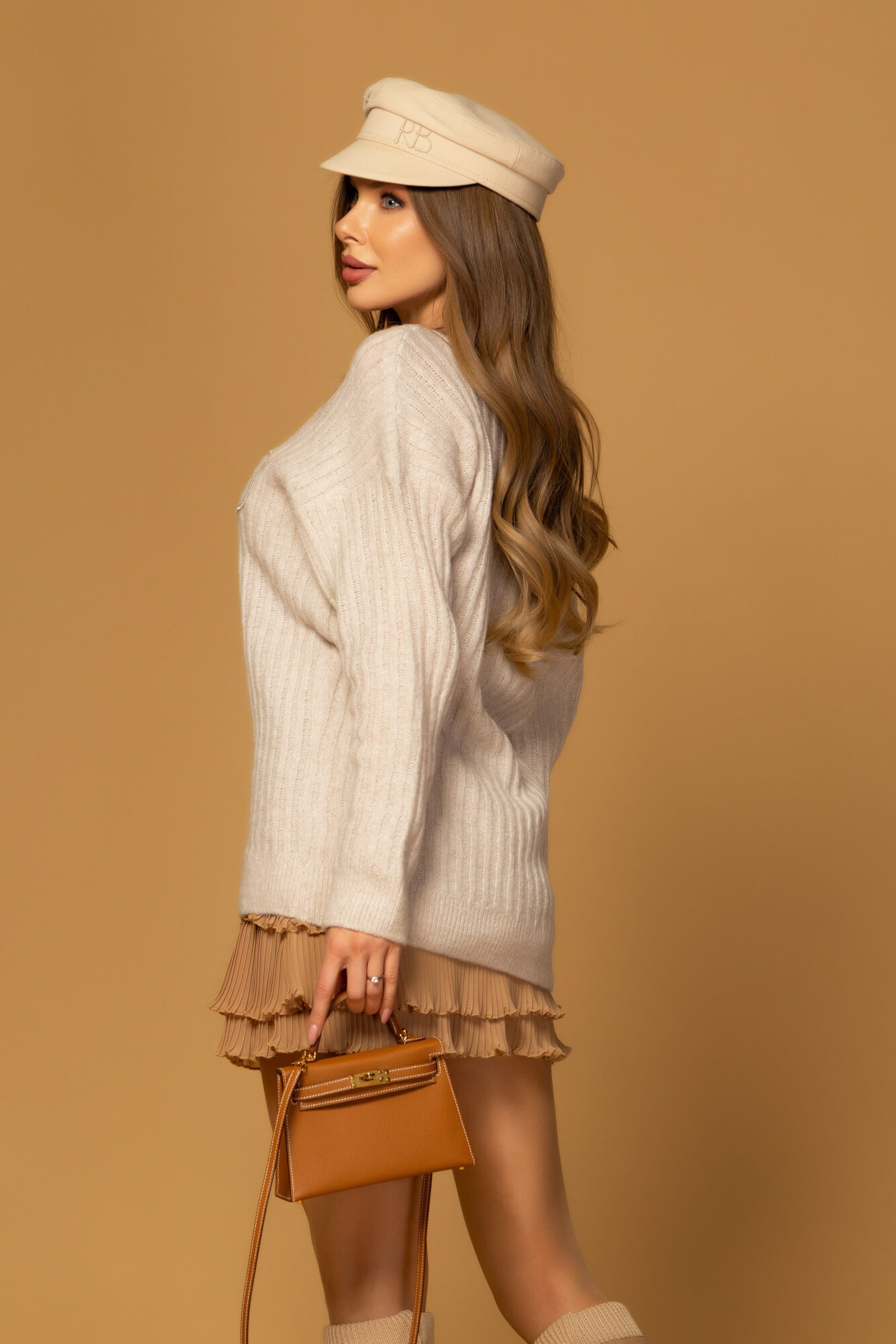 Wool Poise Pulover din lână - Soft Beige - Imagine 25