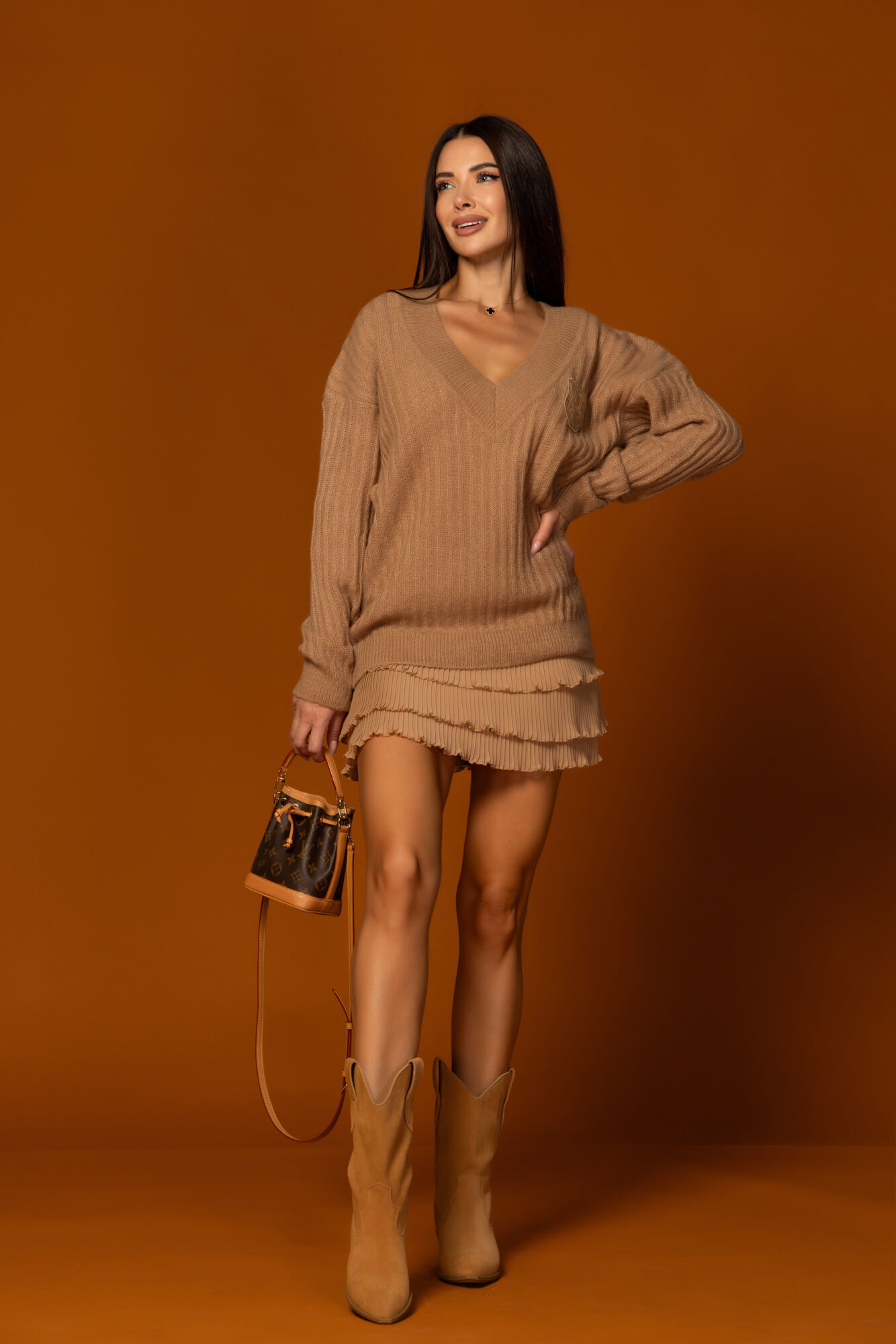 Wool Poise Pulover din lână - Mocha - Imagine 21