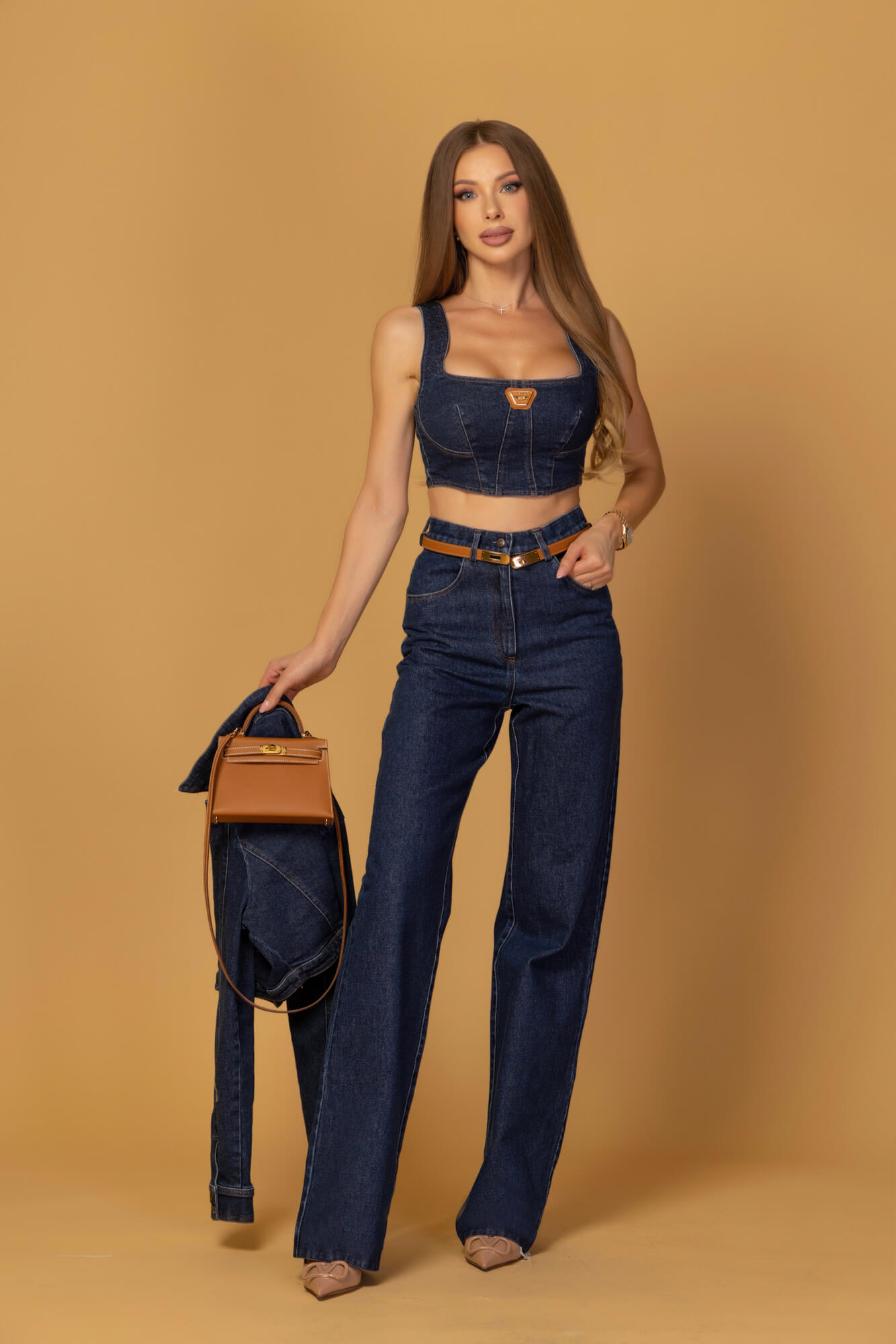 Denim Society Top Scurt Din Denim - Dark Blue - Imagine 17