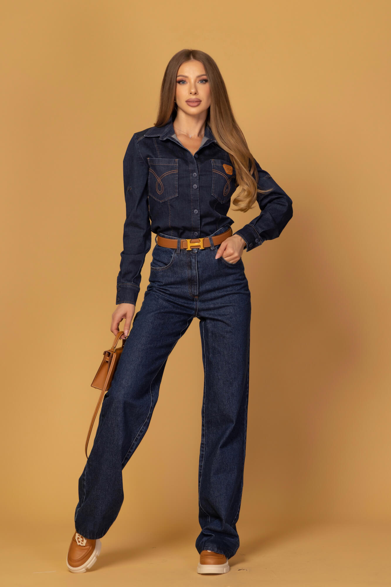 Denim Society Cămașă Din Denim - Dark Blue - Imagine 11