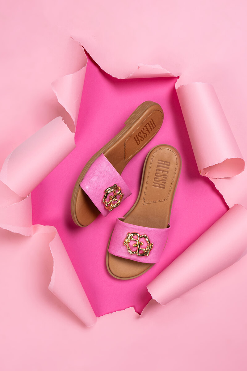Rococo Logo Papuci - Pink/Gold - Imagine 11