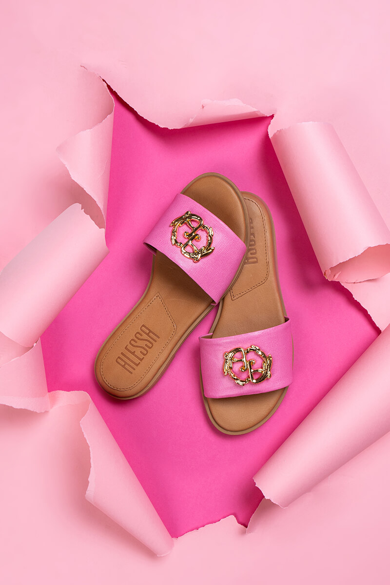 Rococo Logo Papuci - Pink/Gold - Imagine 18