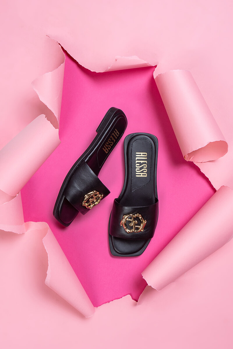 Șlapi Rococo Logo - Black/Gold - Imagine 10