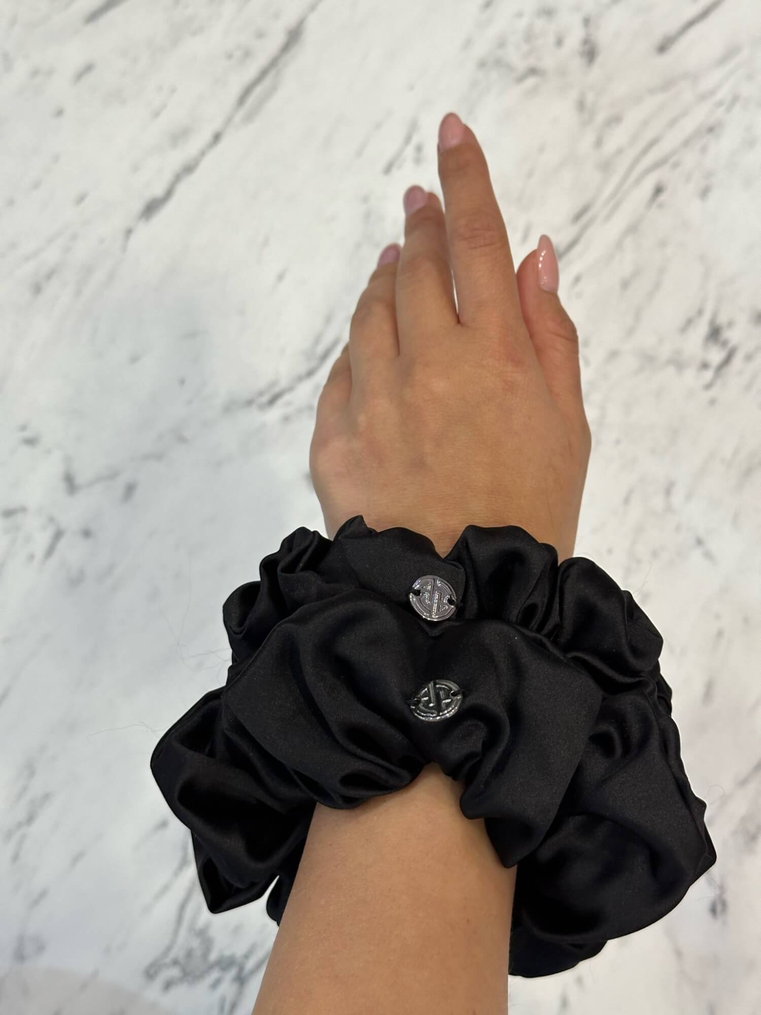 Scrunchie negru - mare - Imagine 6