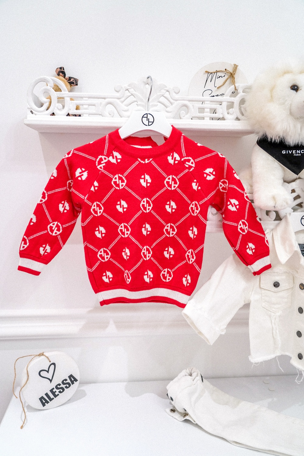Alessa Mini Religion Pulover Tricotat cu Mâneci Lungi - Roșu - Imagine 8