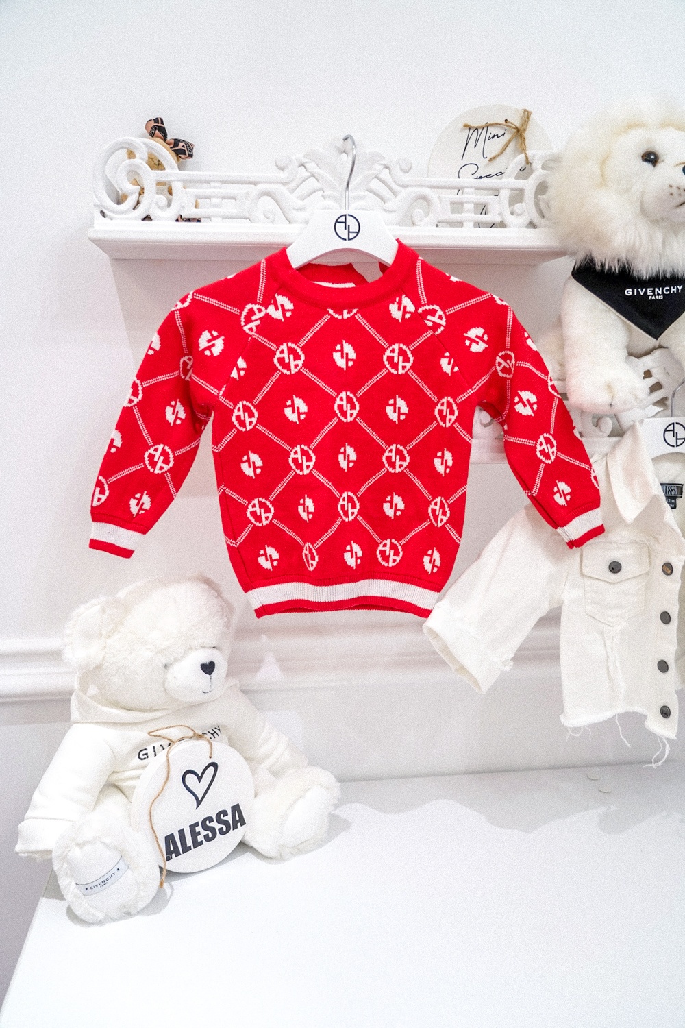 Alessa Mini Religion Pulover Tricotat cu Mâneci Lungi - Roșu - Imagine 11
