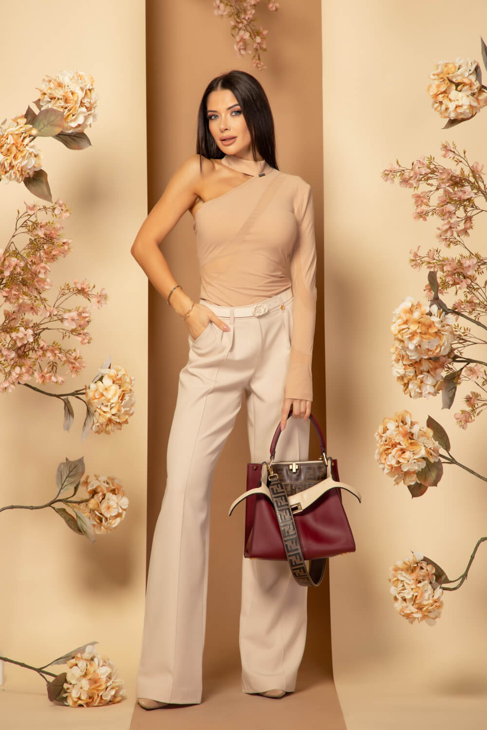 Style Seductress Bluza cu un Mâneca - Nude - Imagine 18
