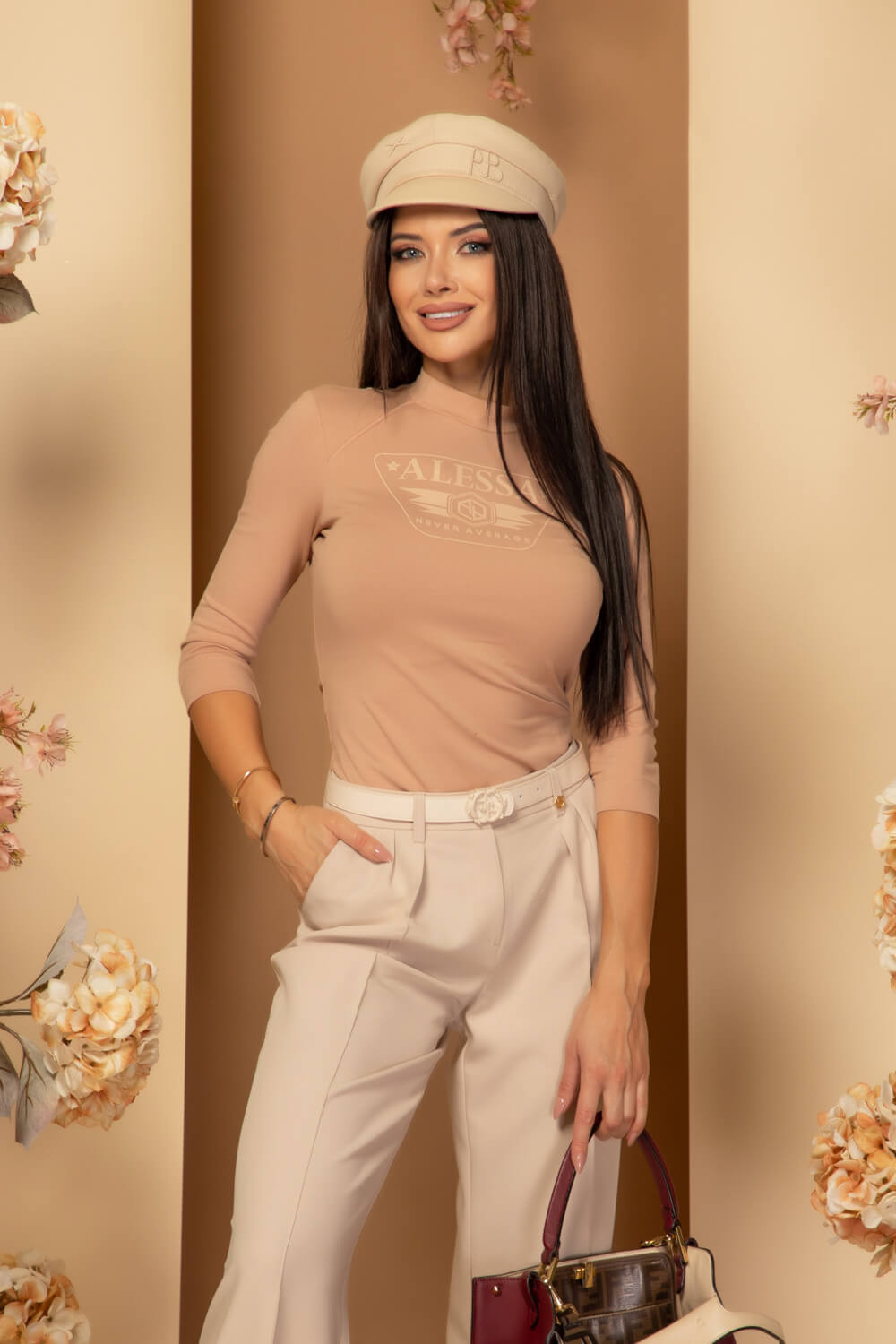 Bluza Stylish Everyday cu mânecă 3/4 - Nude - Imagine 16