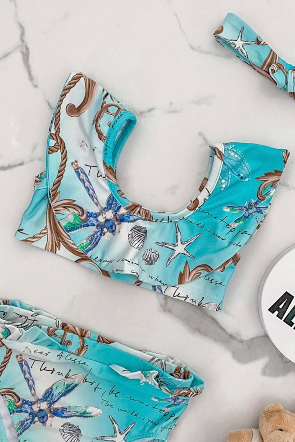 All I Want Is A Yacht mini Costume de Baie Crop-Top Ruffles - Aqua - Imagine 6
