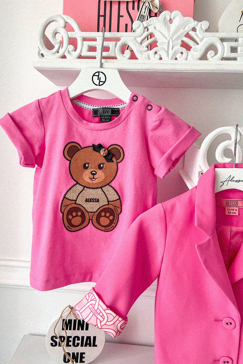 Alessa Bear Mini Cotton T-Shirt - Roz - Imagine 11