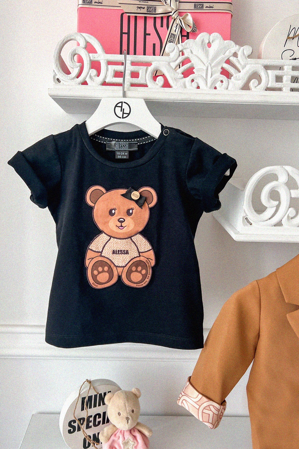 Alessa Bear Mini T-Shirt - Negru - Imagine 14