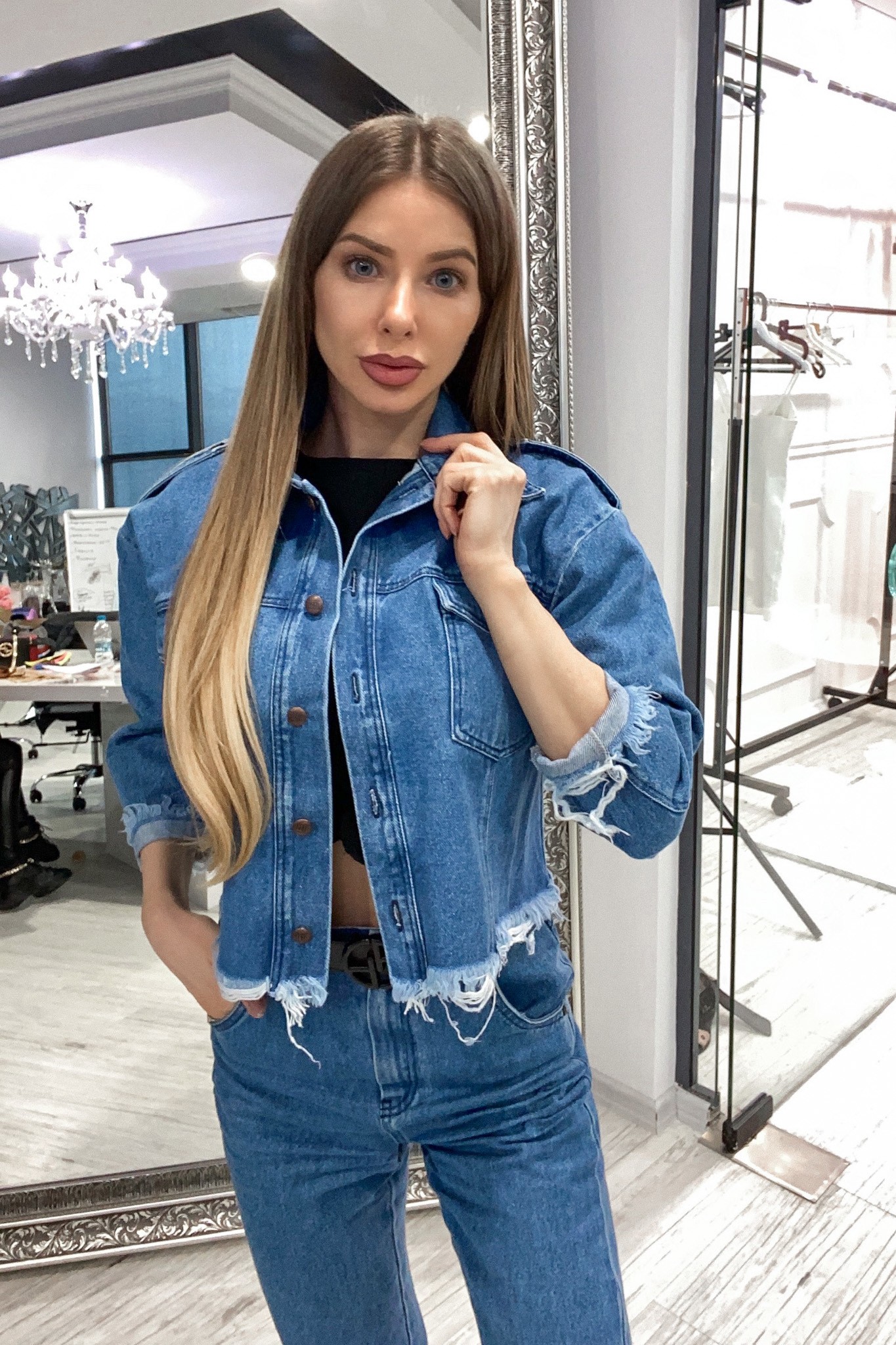 Million dollar baby jacheta denim - Dark Blue - Imagine 18