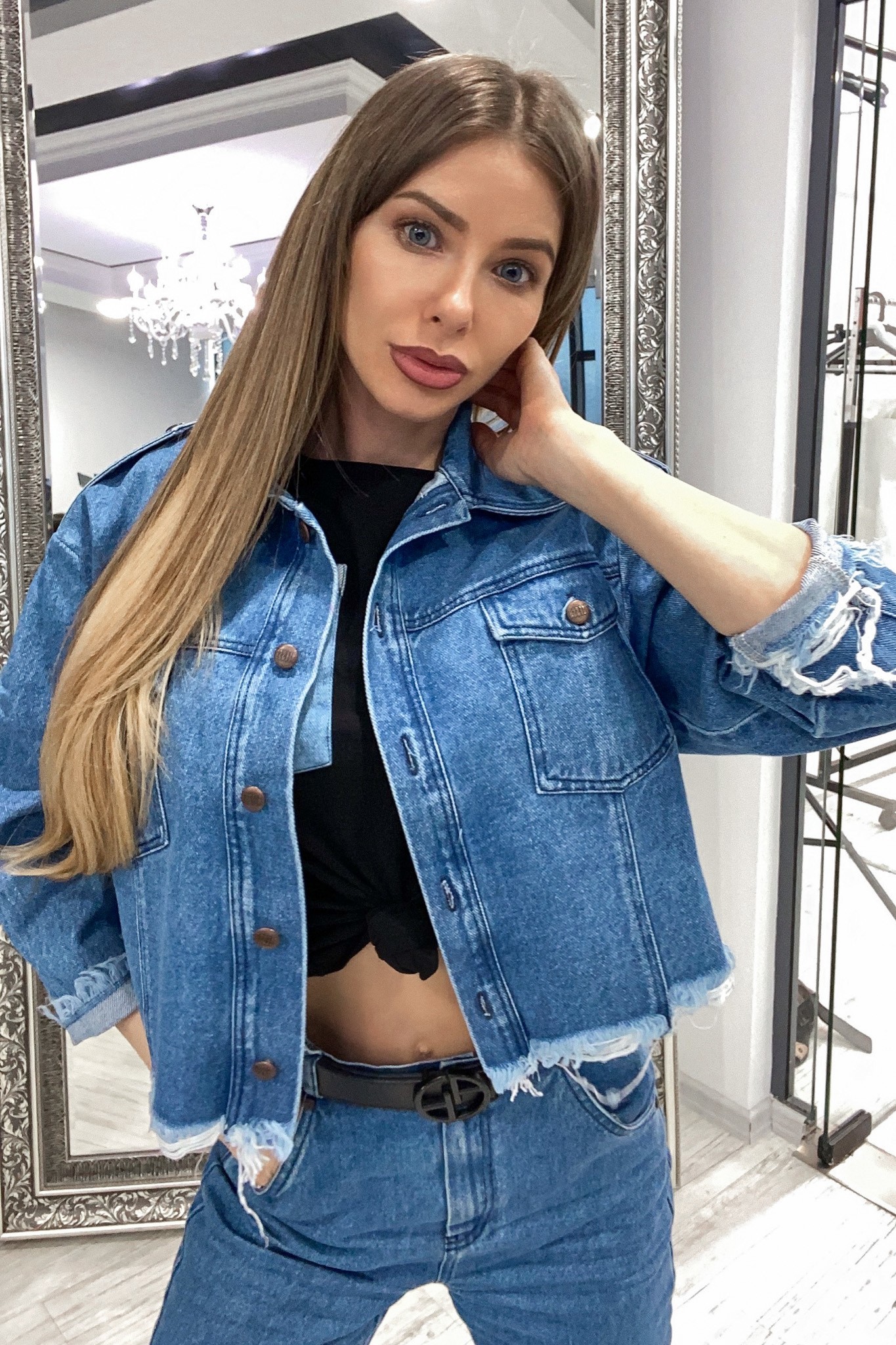Million dollar baby jacheta denim - Dark Blue - Imagine 22
