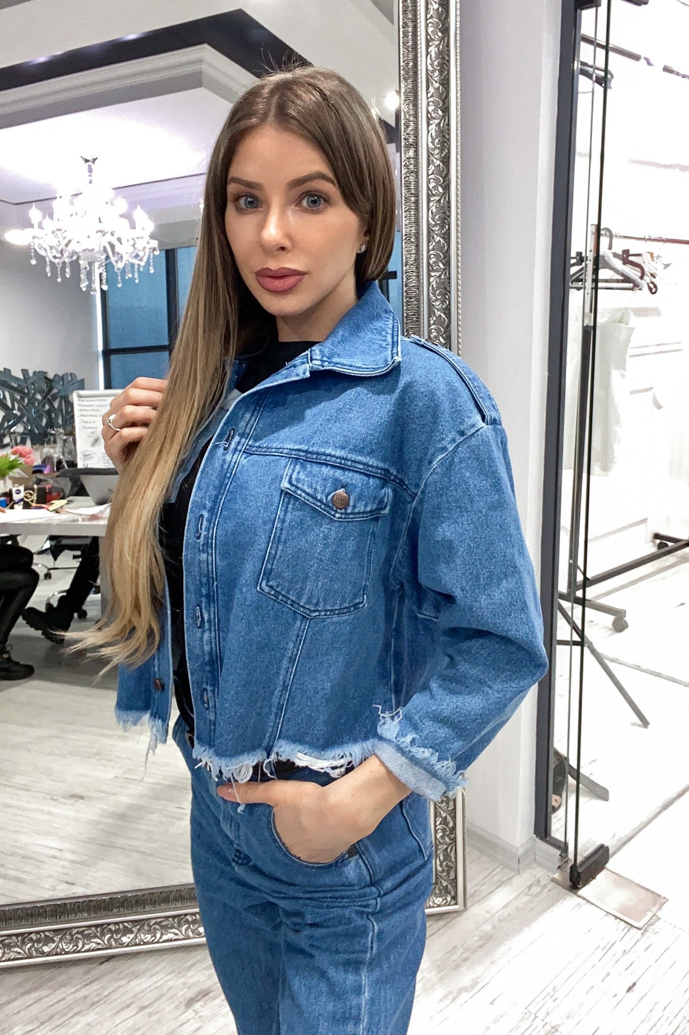 Million dollar baby jacheta denim - Dark Blue - Imagine 17