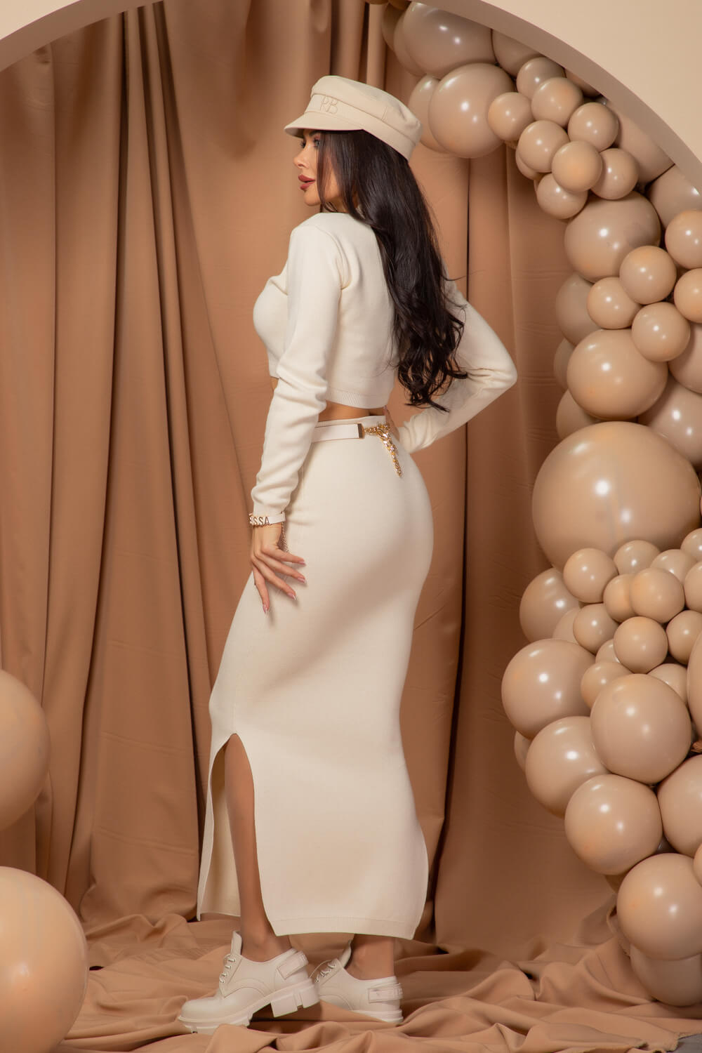Elegance Embrace Fustă țesută - Cream - Imagine 16