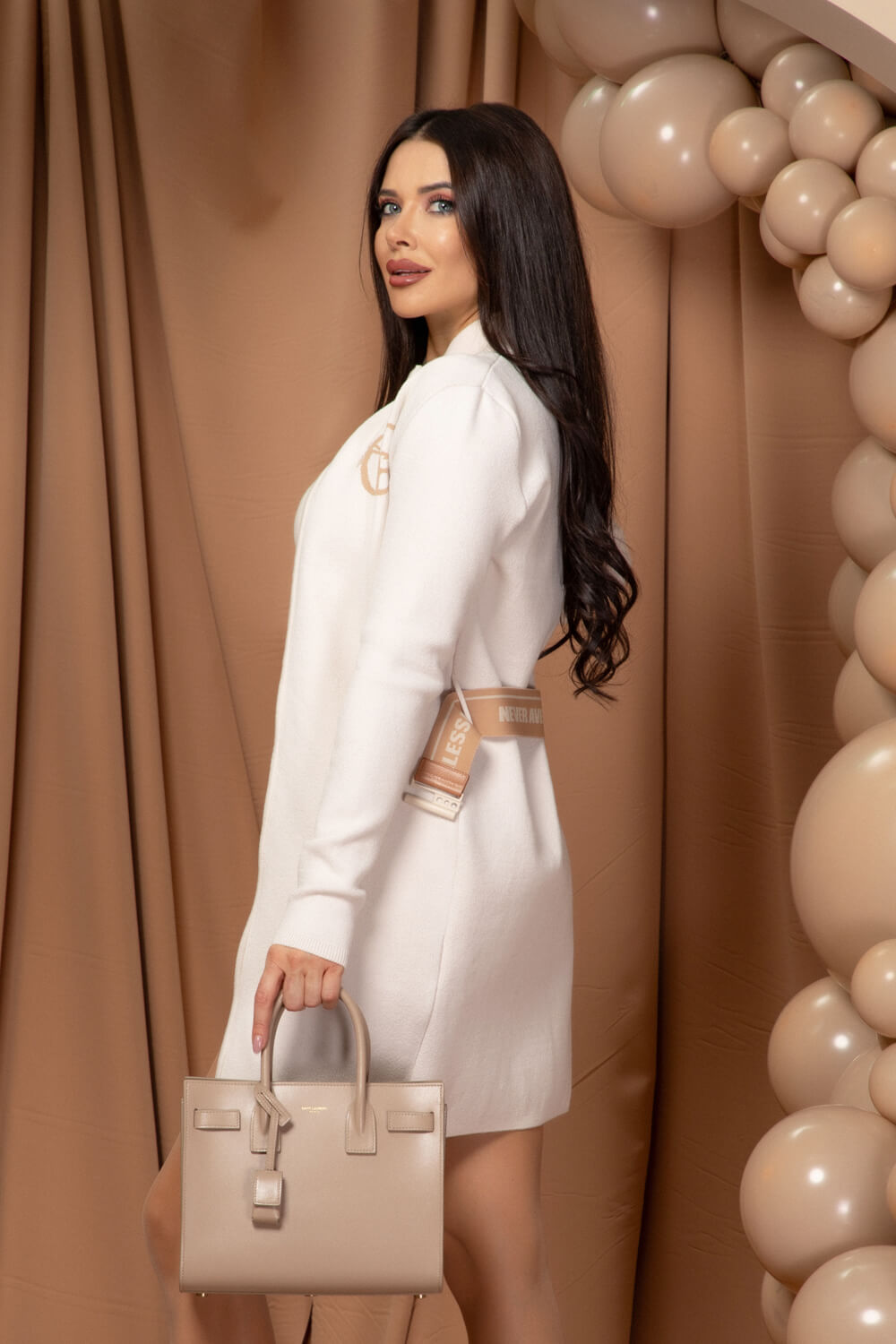 Sassy Enigma Vestă Cu Centură Detasabilă - Ecru - Imagine 24