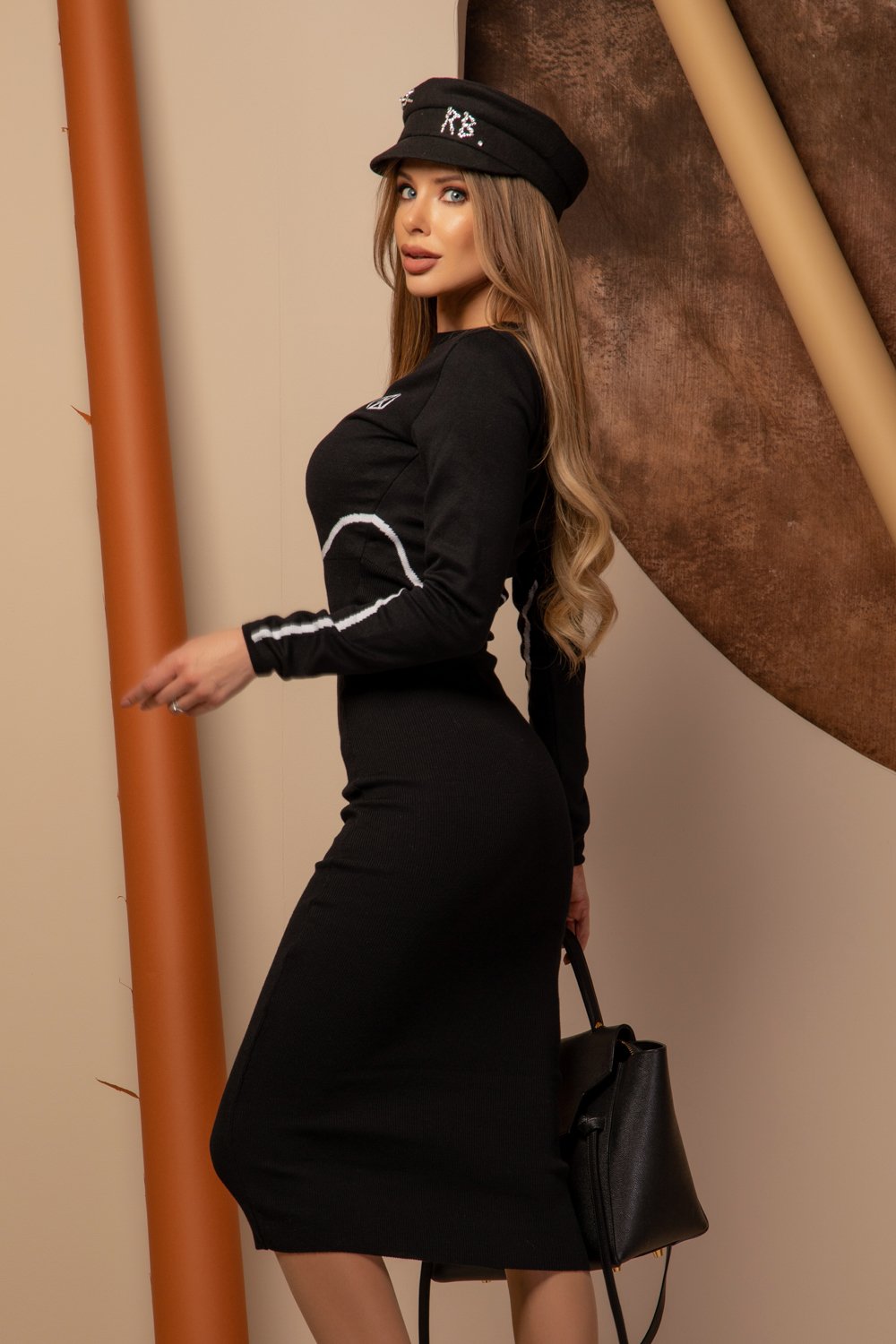 Pull Me Closer Midi Rochie Din Tricotaj - Black - Imagine 11