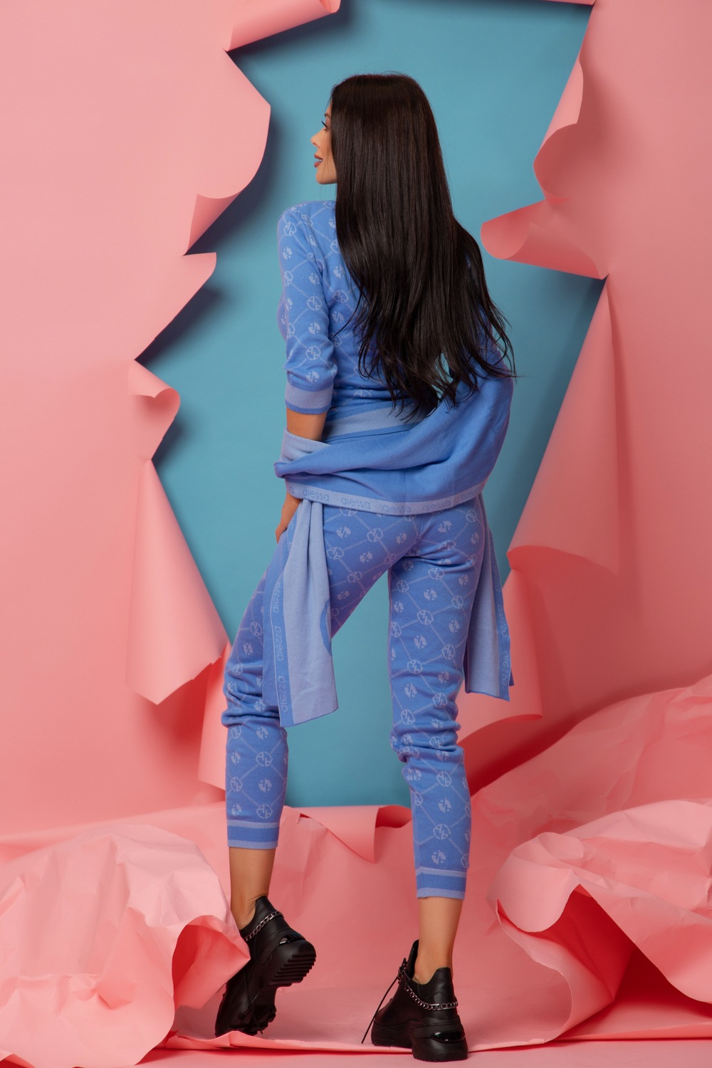 Alessa Religion Pantaloni Din Tricotaj - Sky Blue - Imagine 7