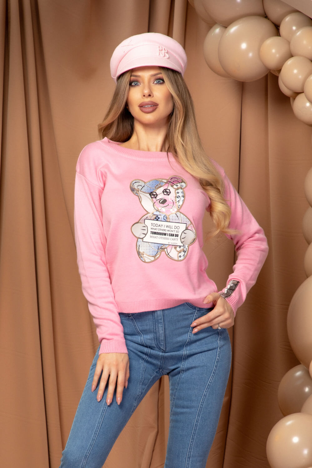 Charm Cuddle Pulover Tricotat - Pink - Imagine 11