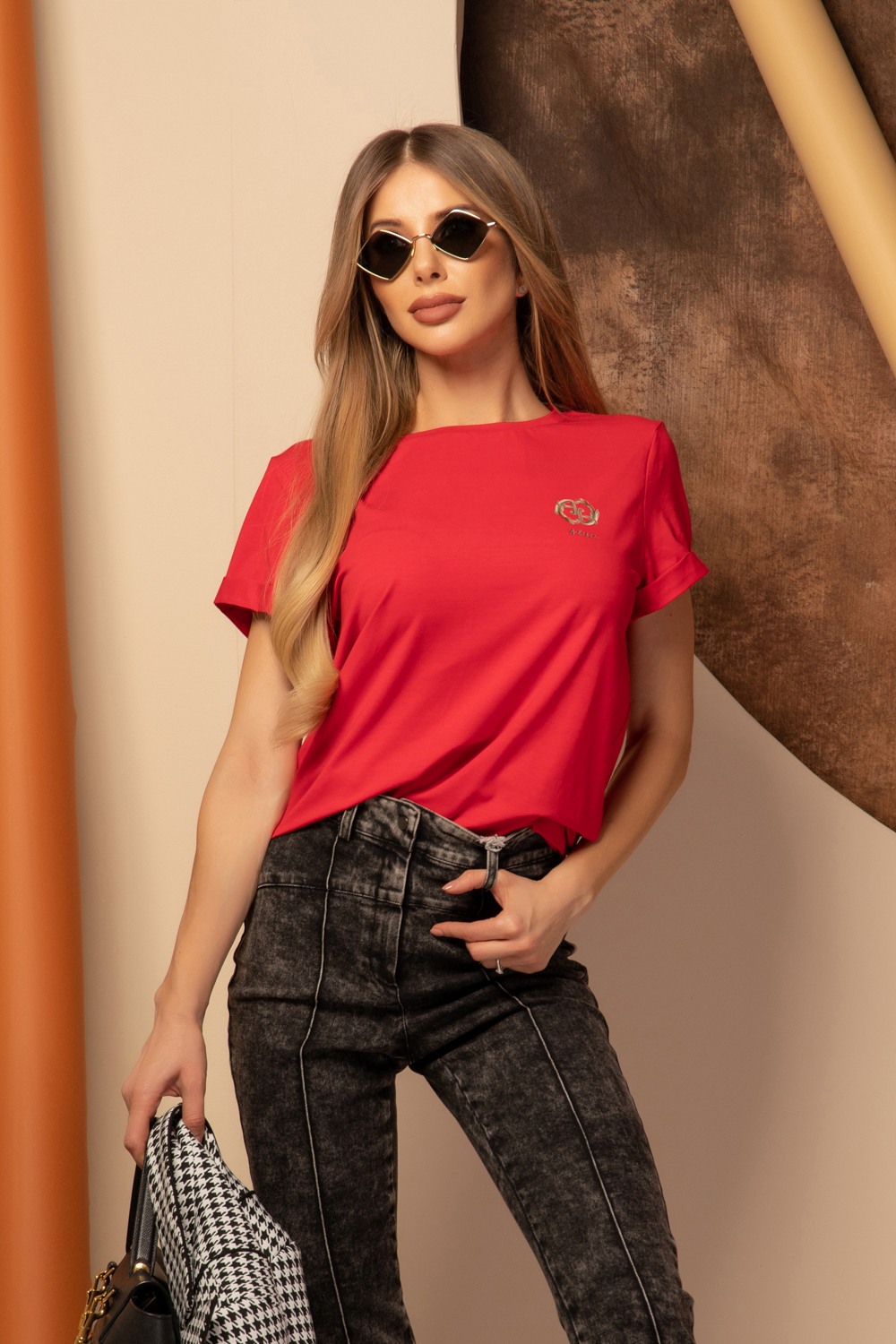 Alessa Rococo Logo T-shirt - Roșu - Imagine 12