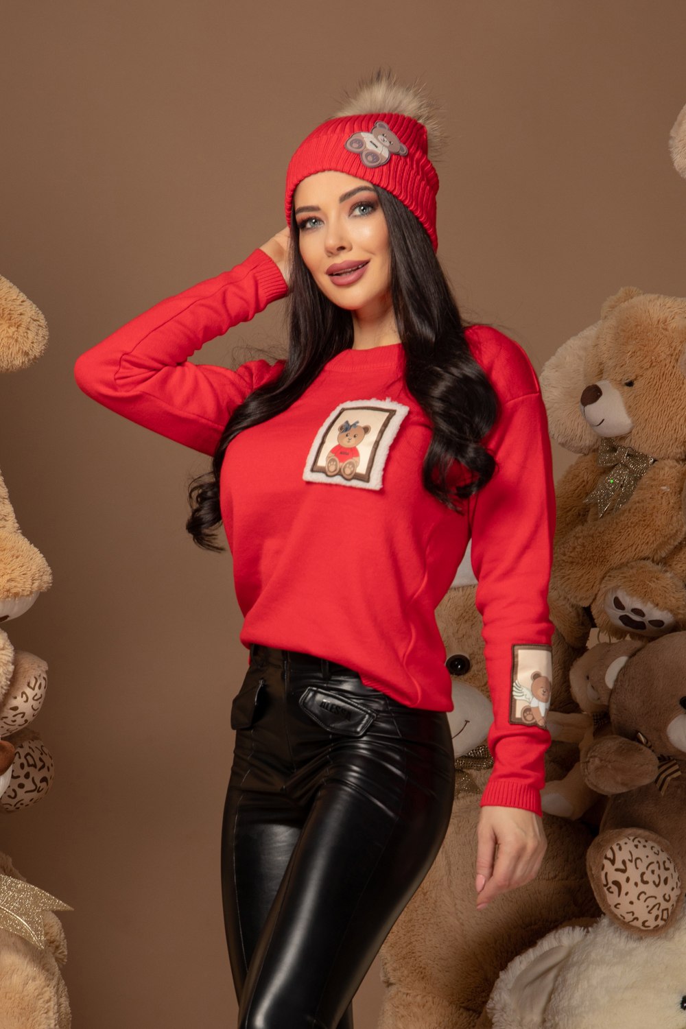Bear hug Pulover de tricotat - Red - Imagine 14