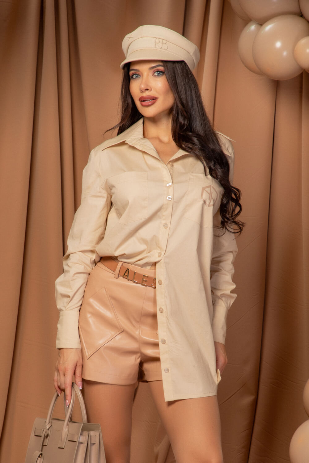 Timeless Tease Pantalon Scurt Din Piele - Nude - Imagine 21