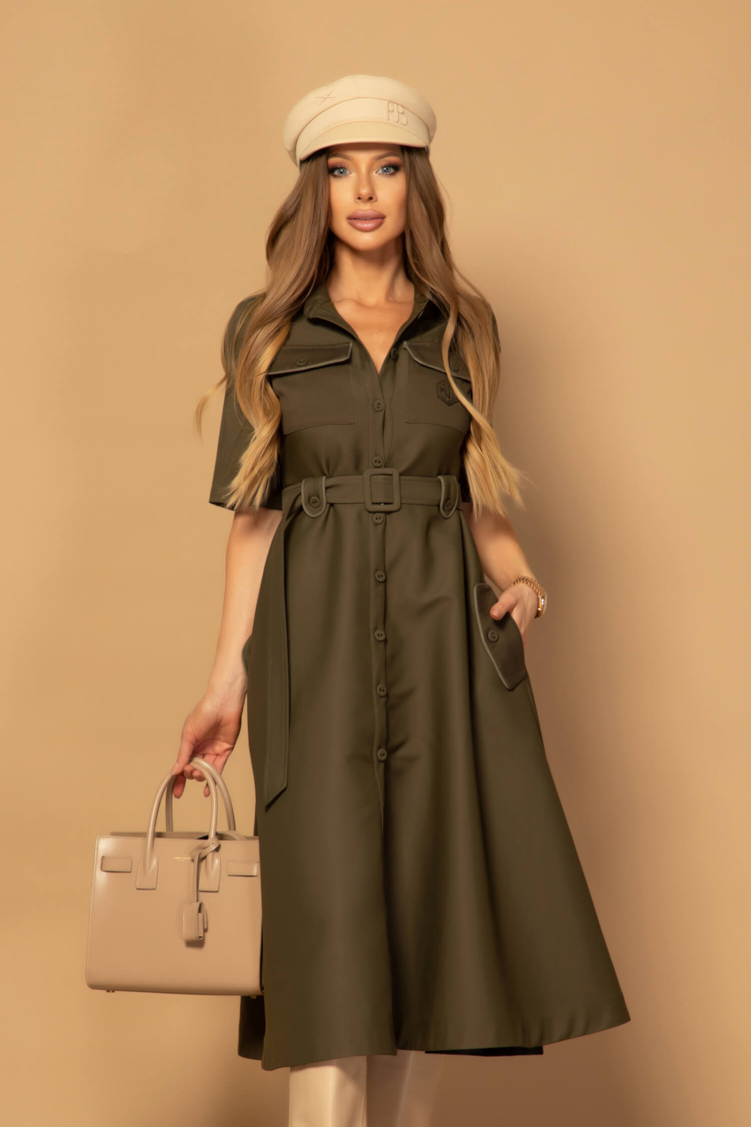 Elevated Essentials Rochie-trench - Military - Imagine 14
