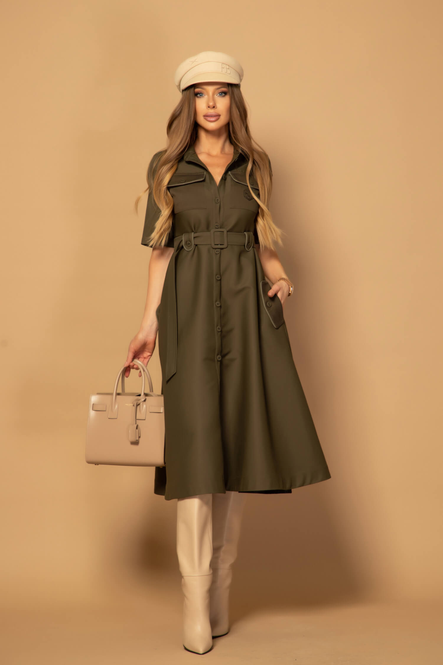 Elevated Essentials Rochie-trench - Military - Imagine 20