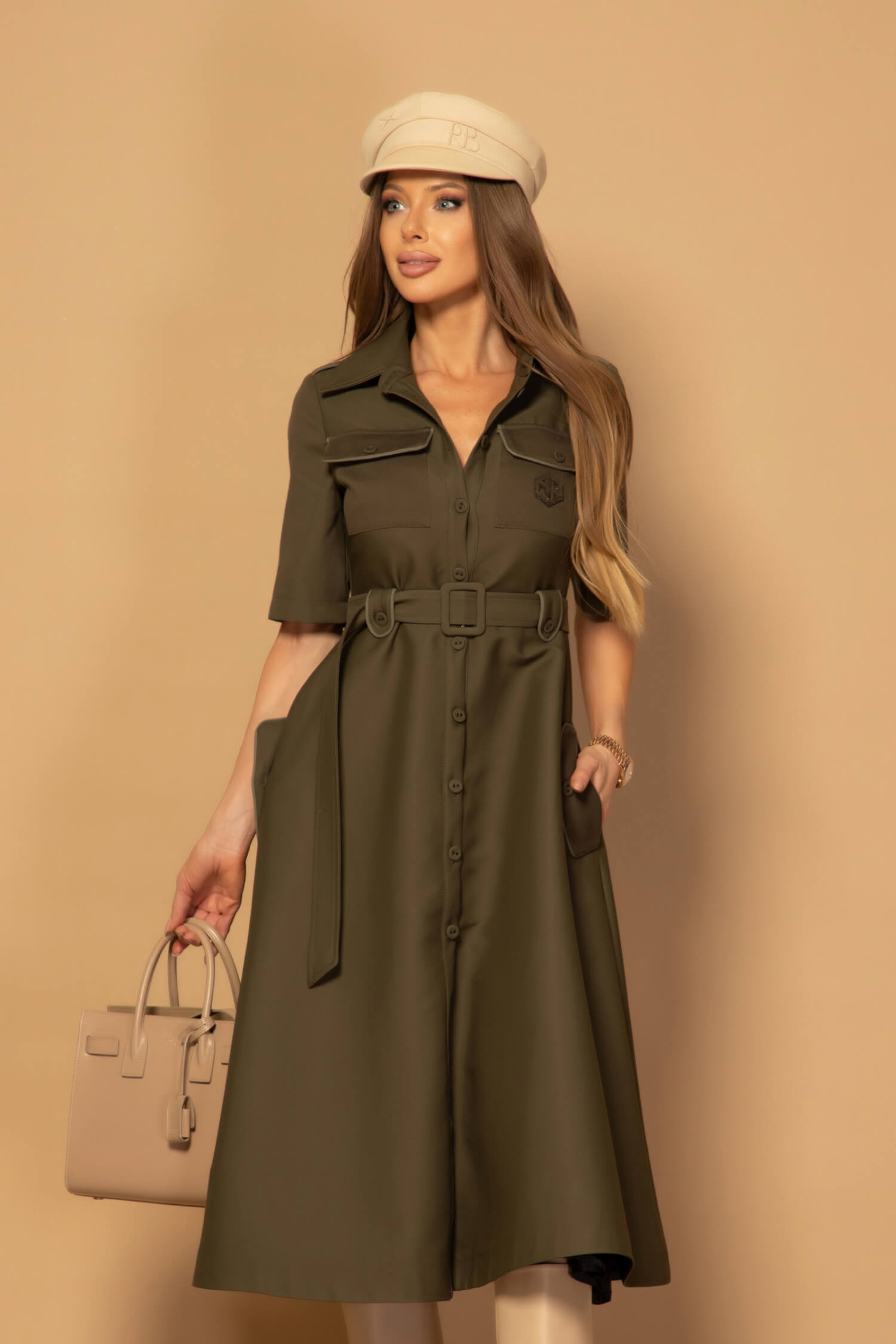 Elevated Essentials Rochie-trench - Military - Imagine 12