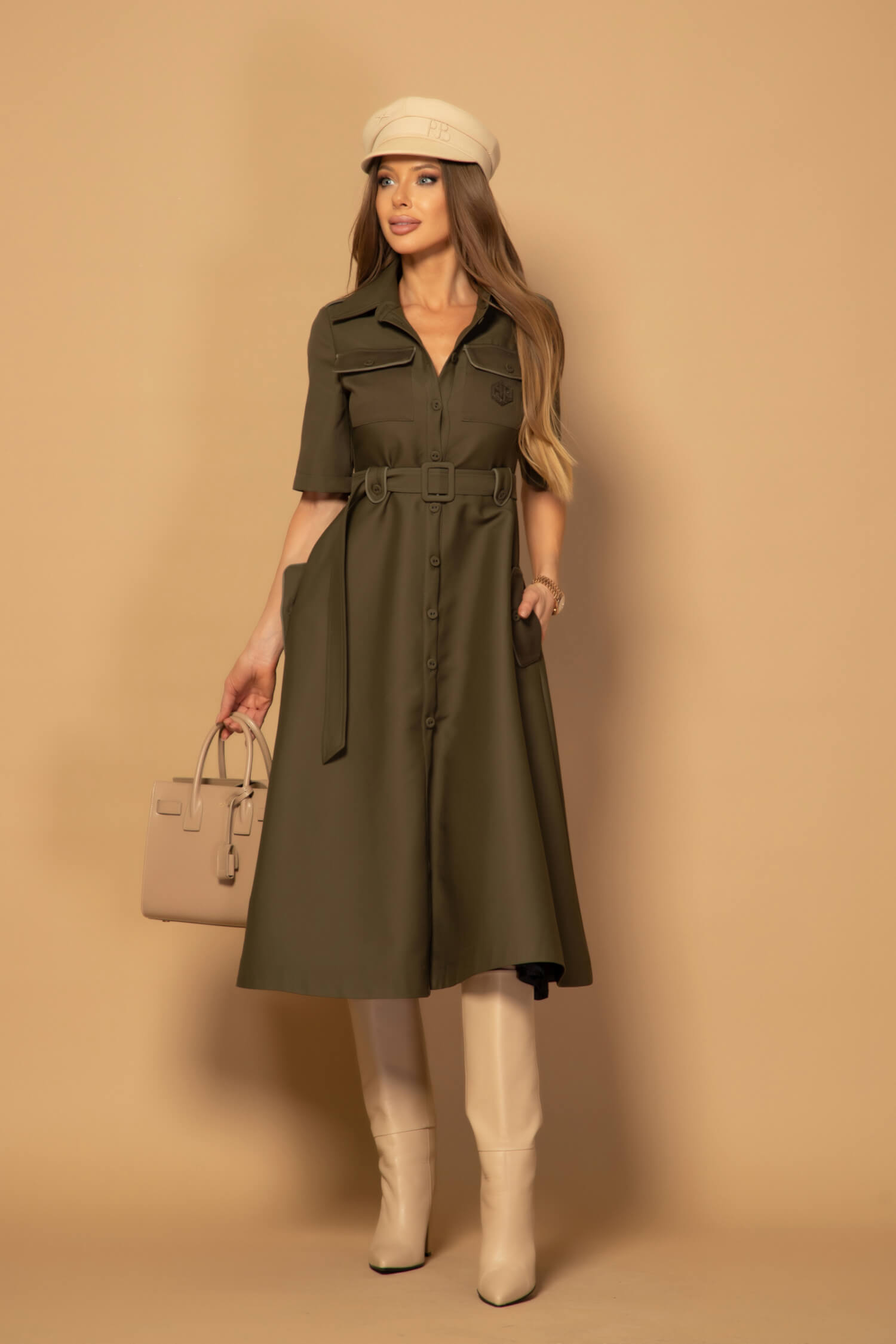 Elevated Essentials Rochie-trench - Military - Imagine 15