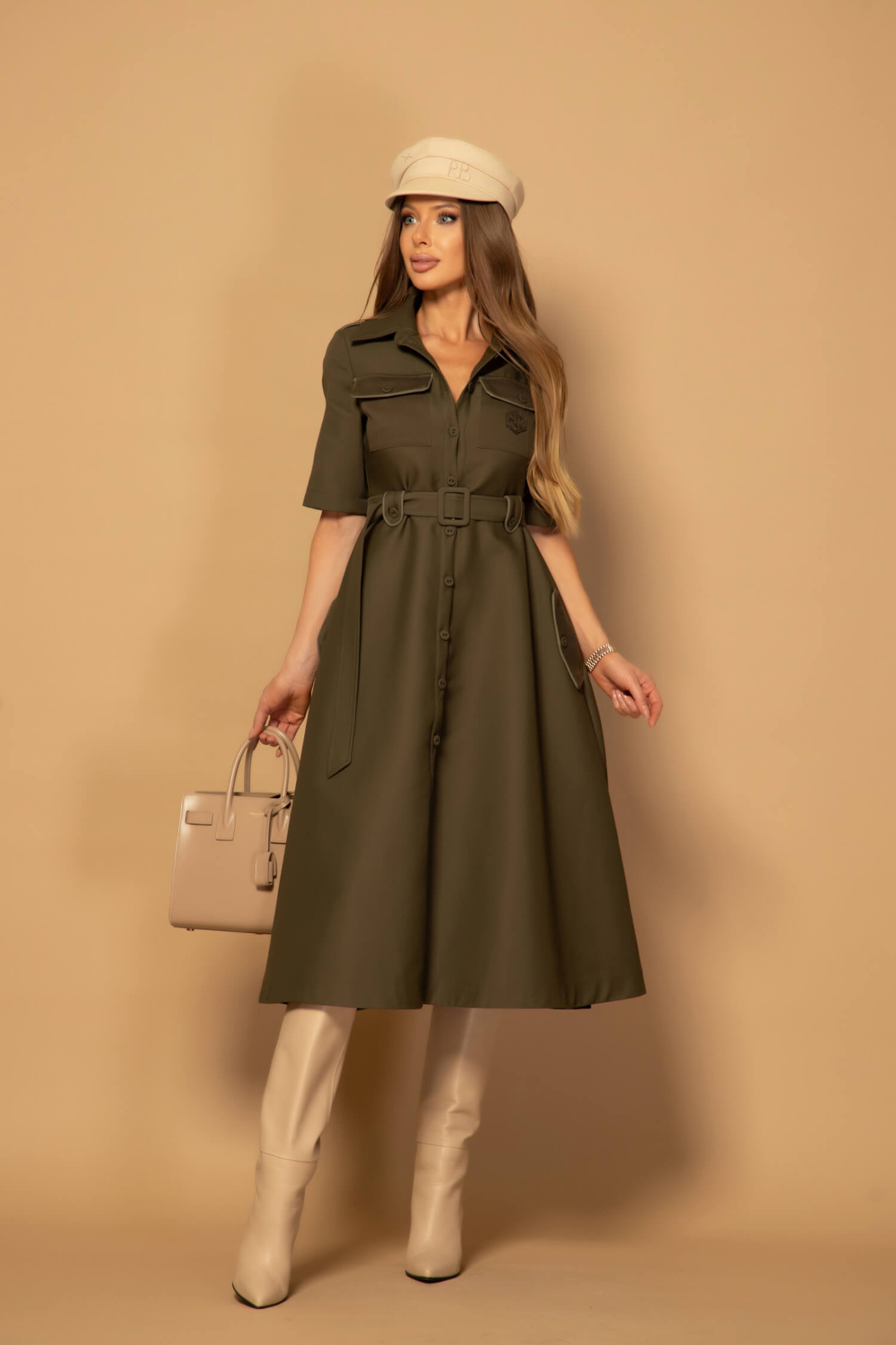 Elevated Essentials Rochie-trench - Military - Imagine 16