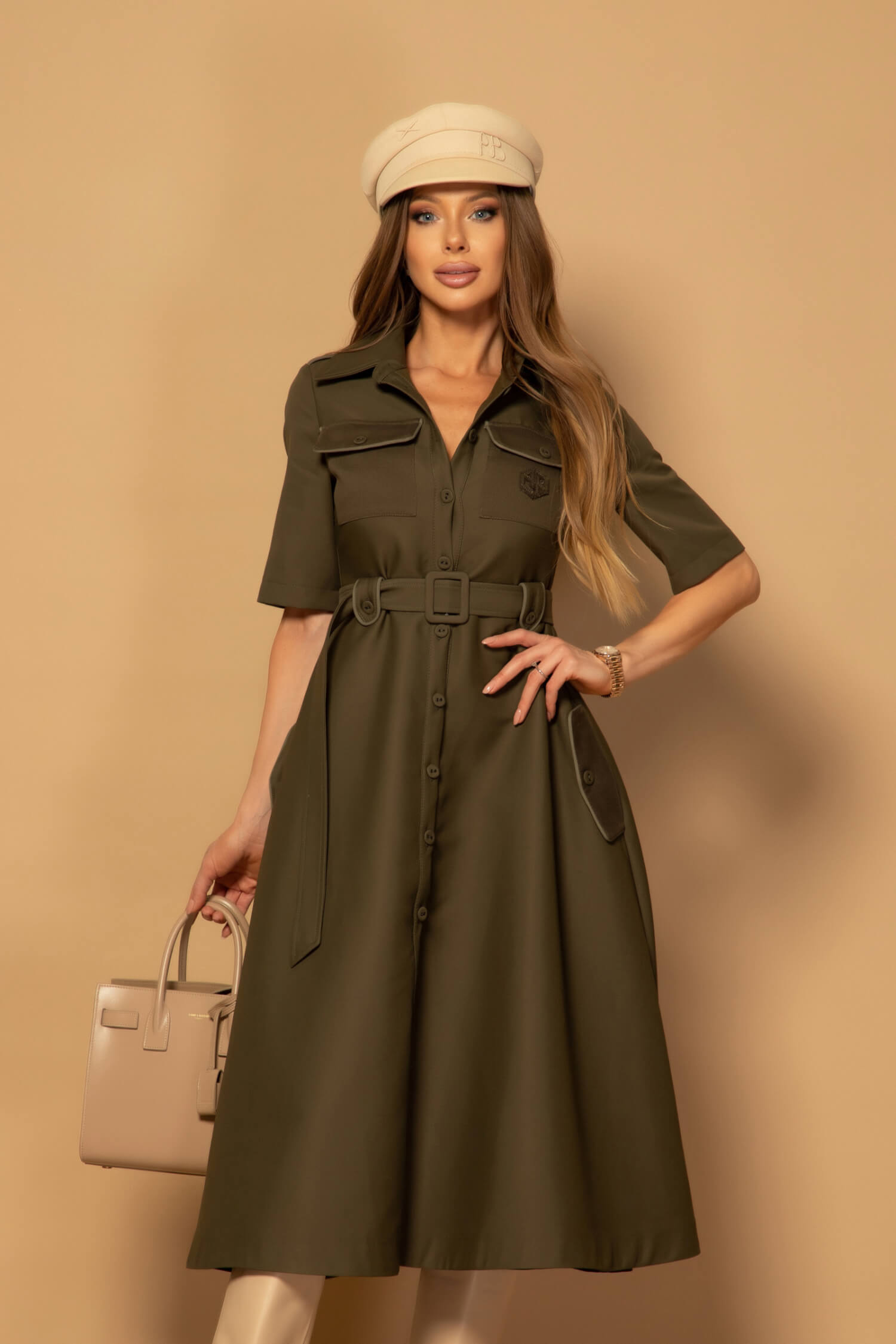Elevated Essentials Rochie-trench - Military - Imagine 17