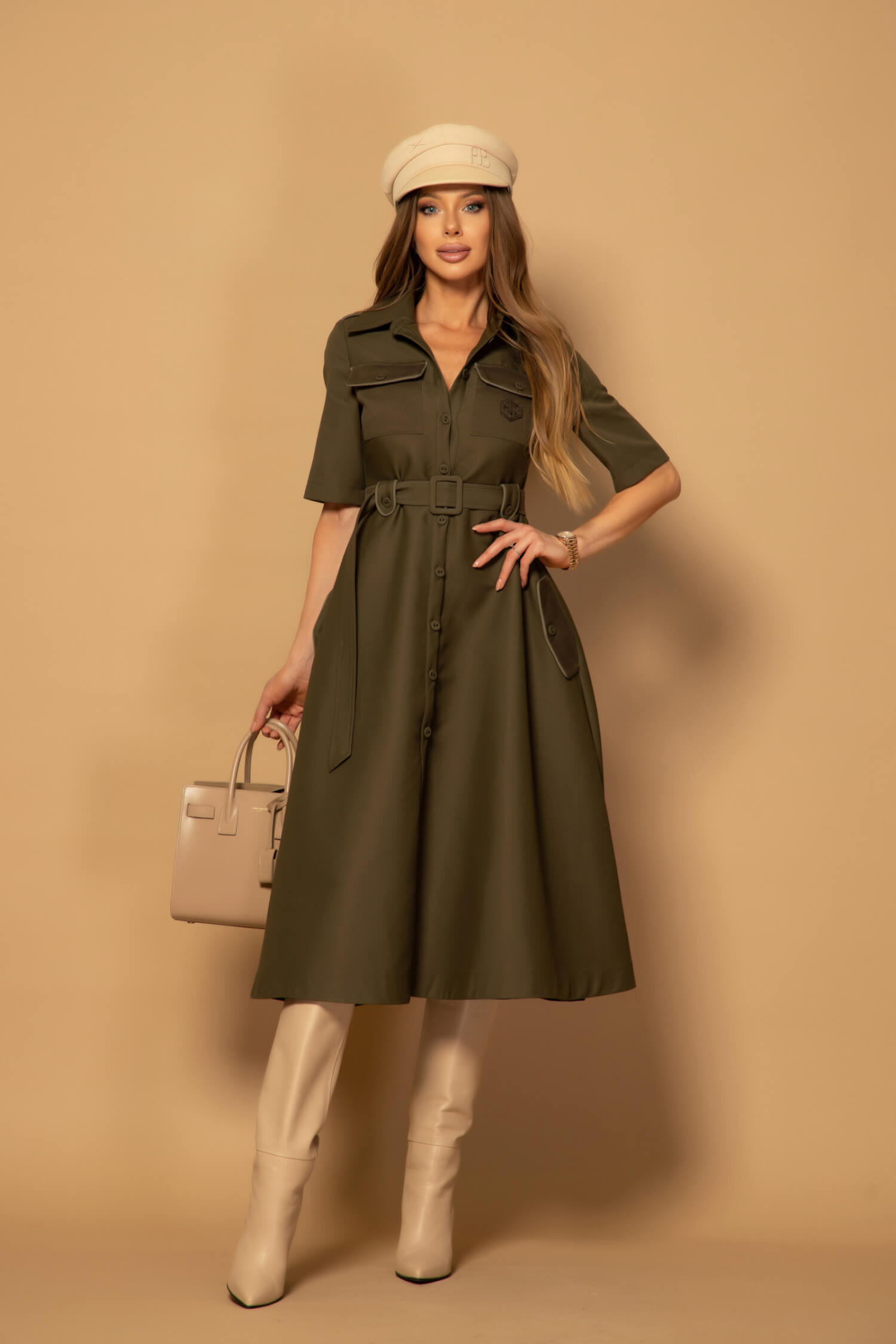 Elevated Essentials Rochie-trench - Military - Imagine 18