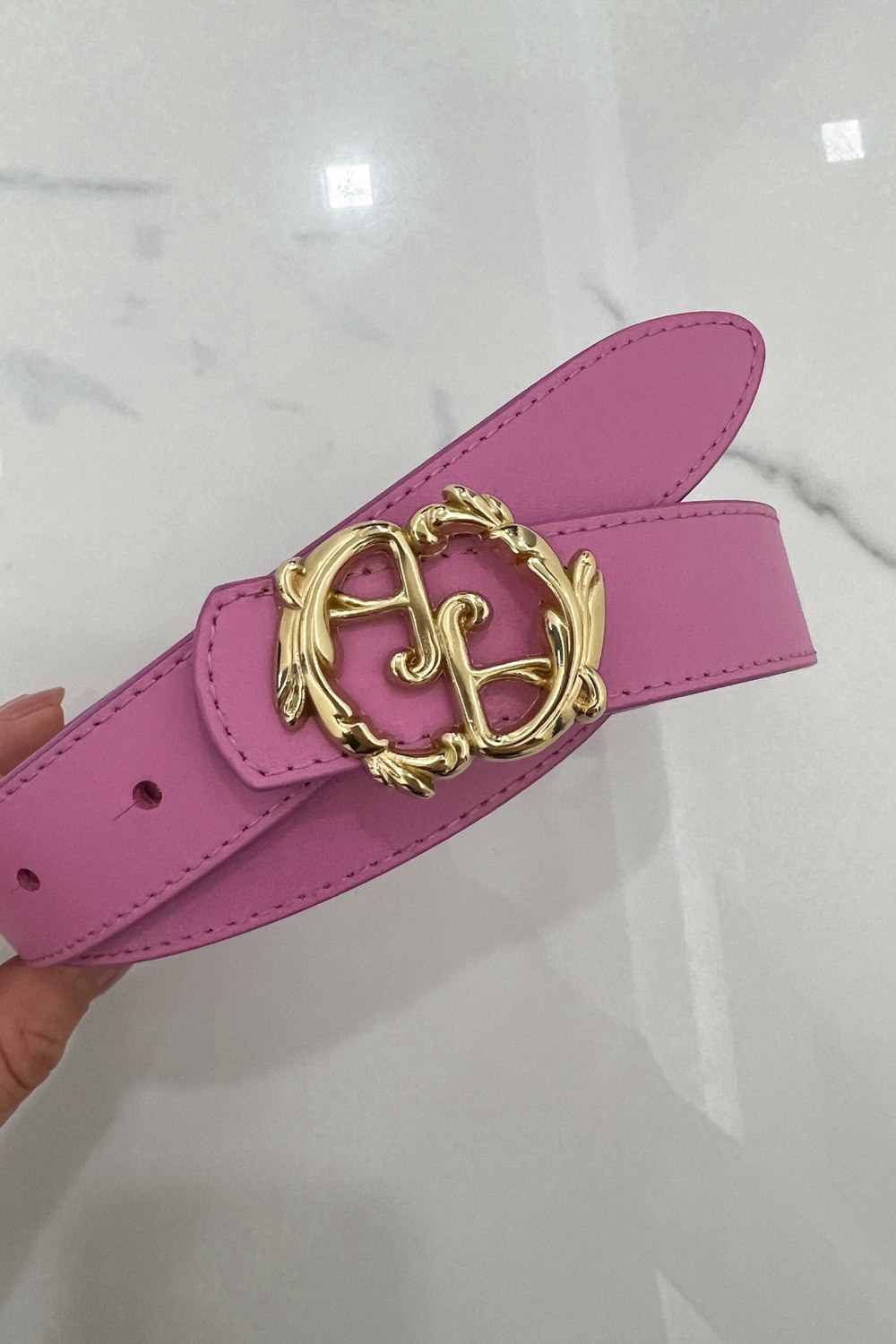 Rococo Logo Cold Pink Curea - îngustă cu cataramă aurie - Imagine 7
