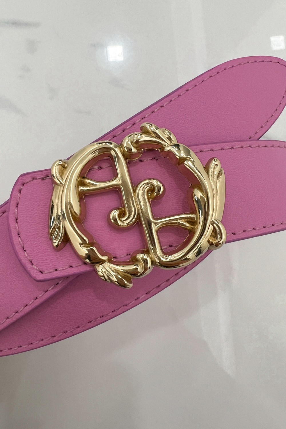 Rococo Logo Cold Pink Curea - îngustă cu cataramă aurie - Imagine 10