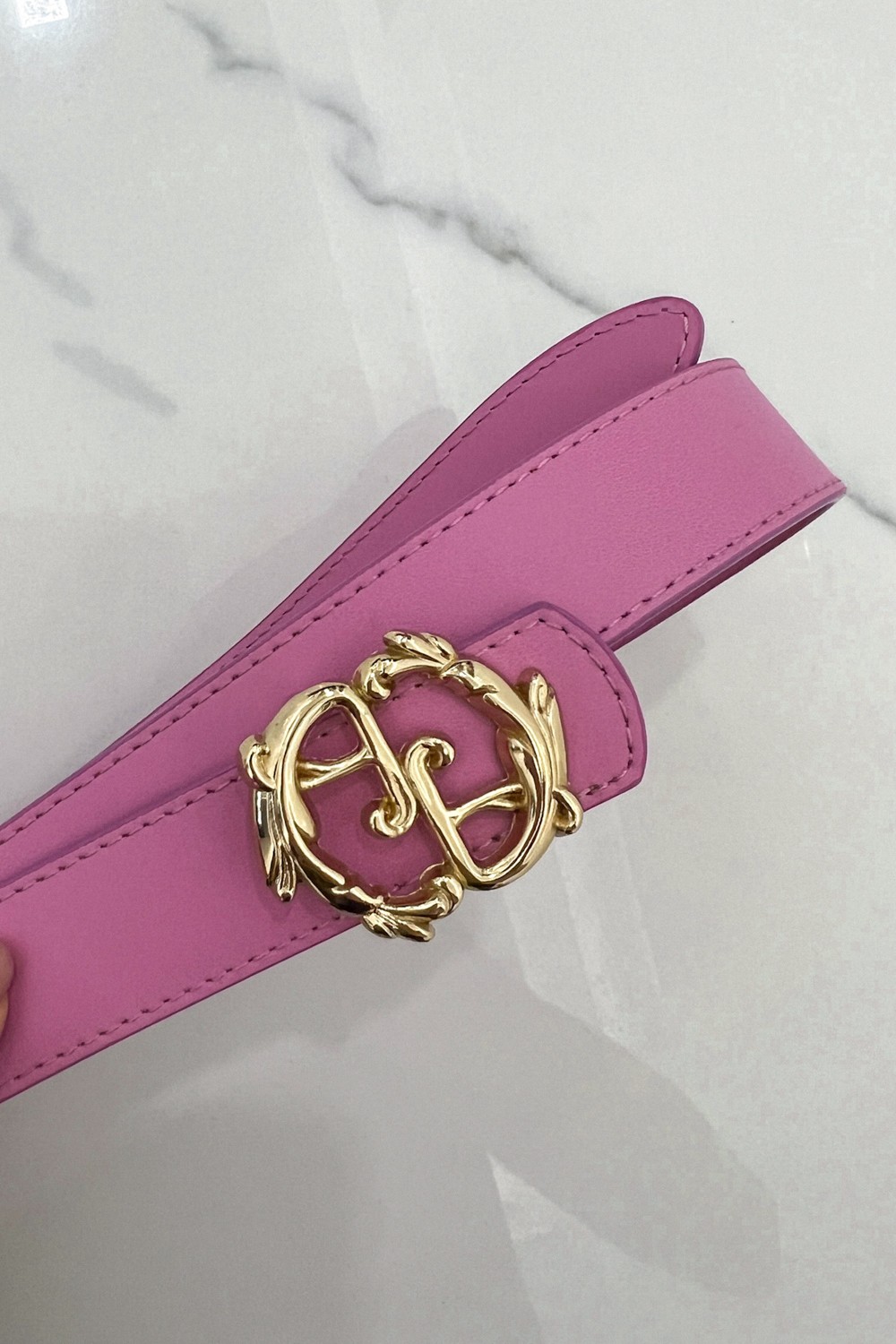Rococo Logo Cold Pink Curea - îngustă cu cataramă aurie - Imagine 8