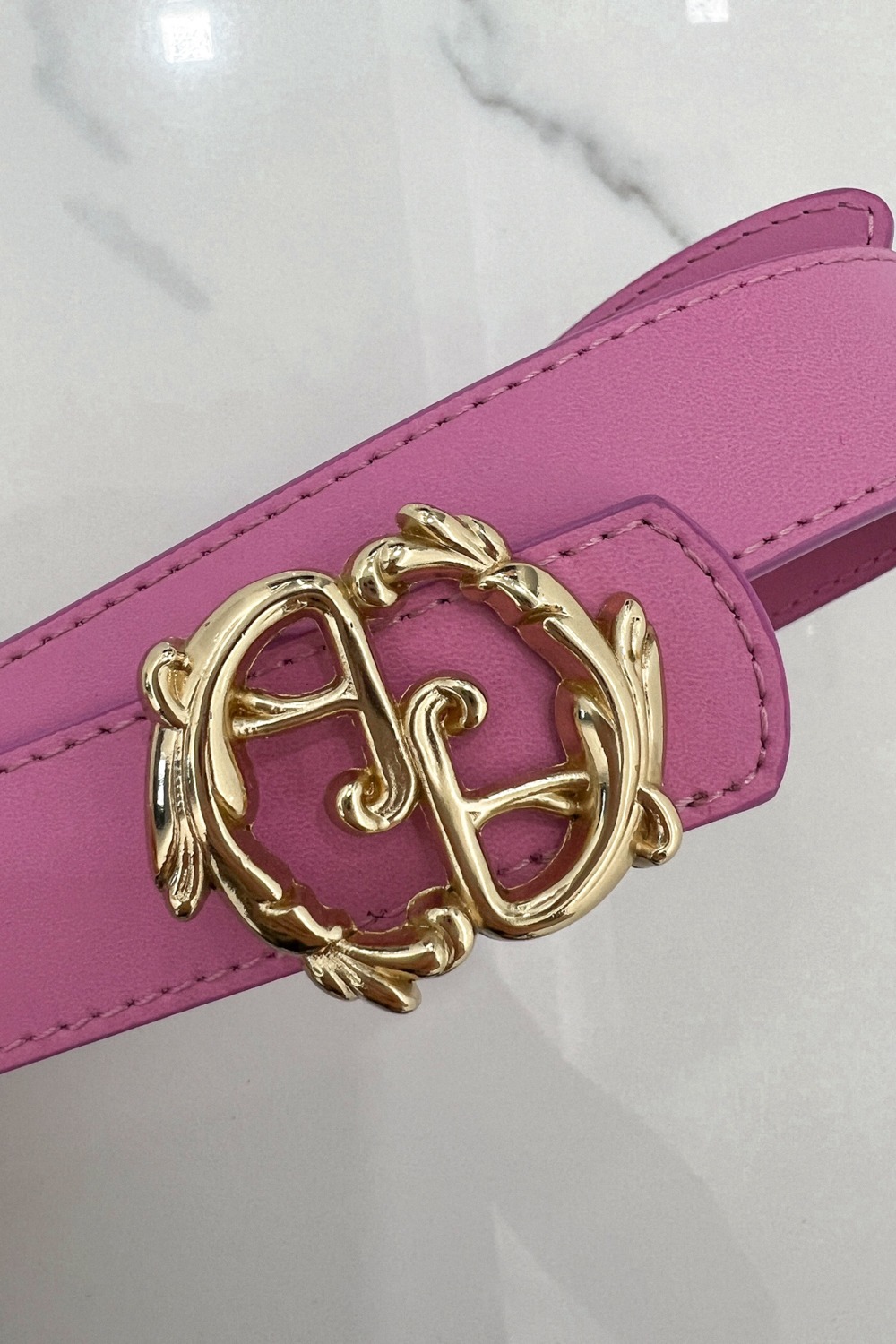 Rococo Logo Cold Pink Curea - îngustă cu cataramă aurie - Imagine 9