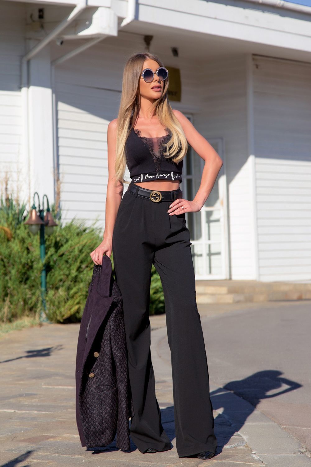 Alessa loves you Pantalon - negru - Imagine 7