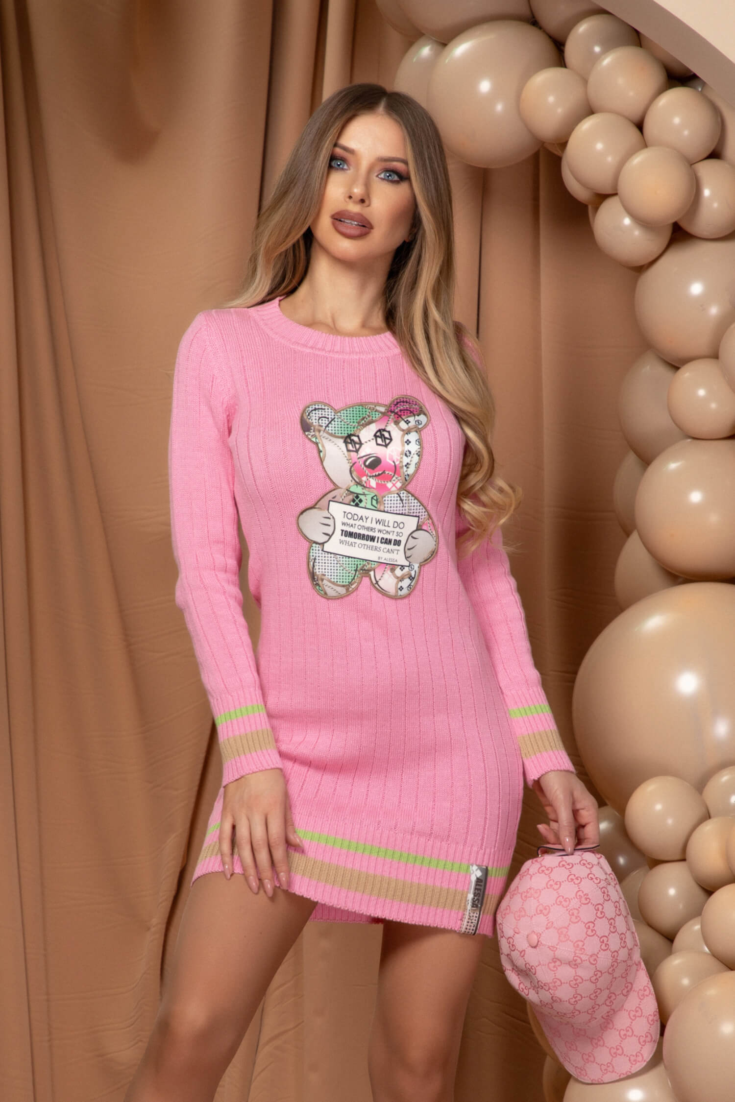 Charm Cuddle Rochie din Tricot - Pink - Imagine 15