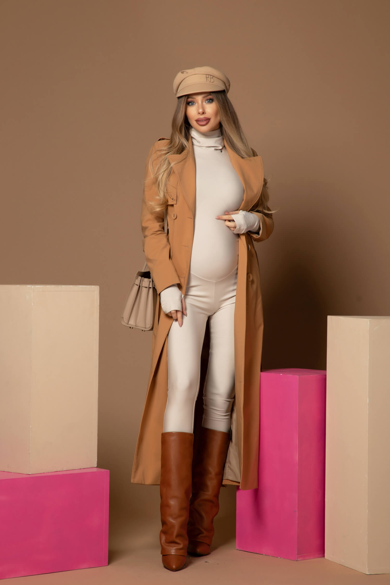Mystic Mood Salopetă pentru Gravide - Soft Beige - Imagine 13