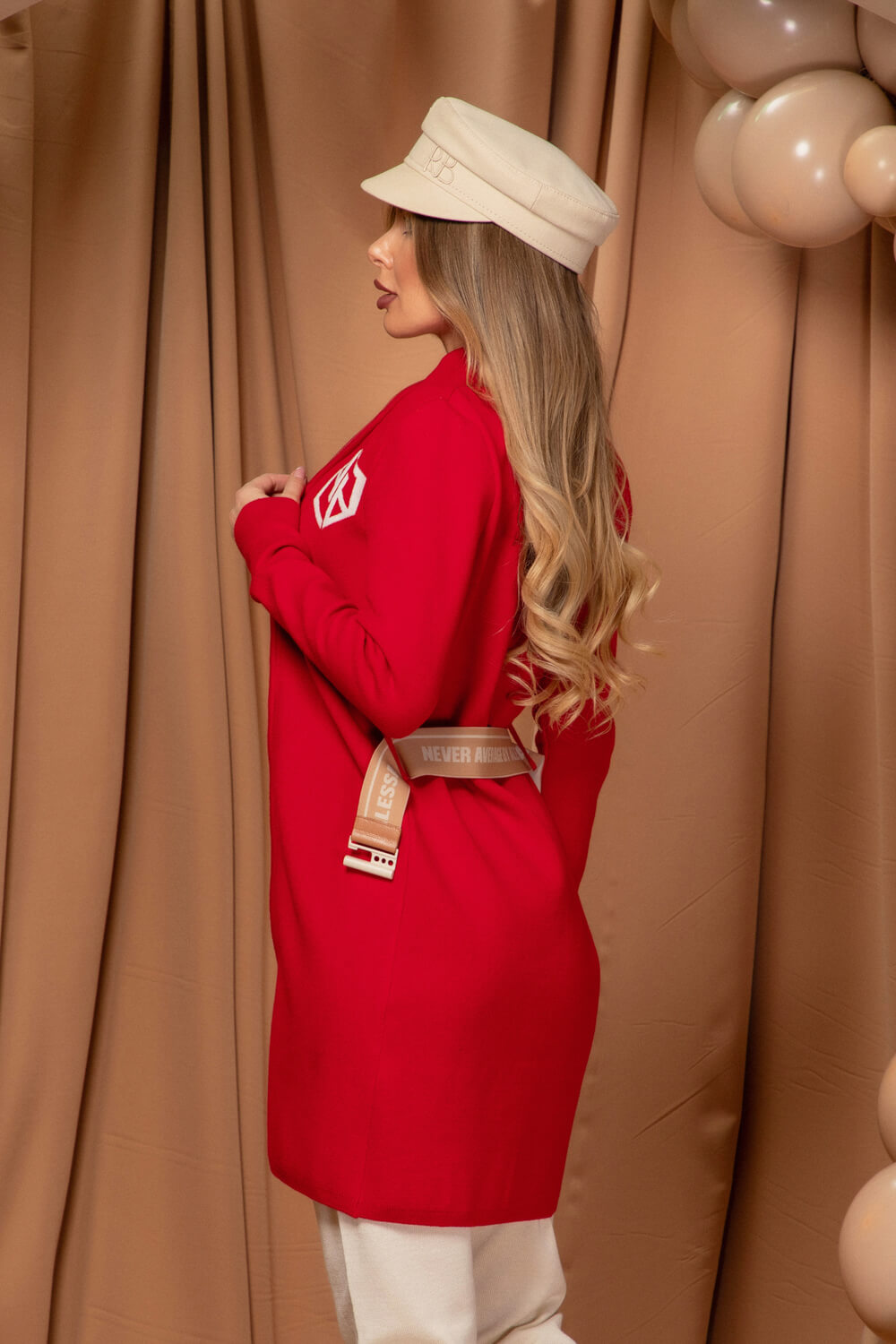 Sassy Enigma Vestă Cu Centură Detasabilă - Red - Imagine 12