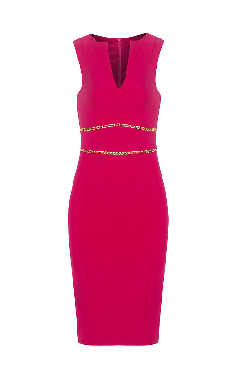 Red Rooms & Tie-Ups Bodycon Rochie cu curea detasabila - Fuchsia - Imagine 13