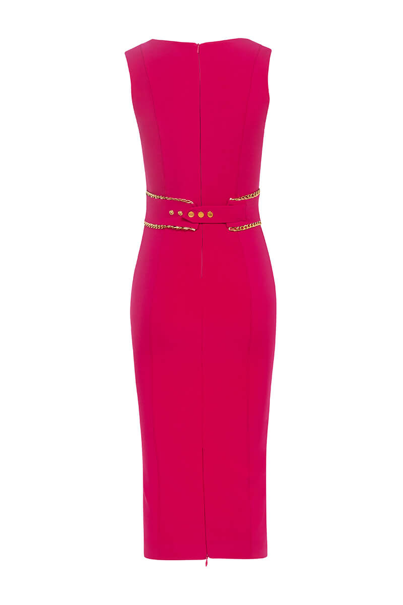 Red Rooms & Tie-Ups Bodycon Rochie cu curea detasabila - Fuchsia - Imagine 20