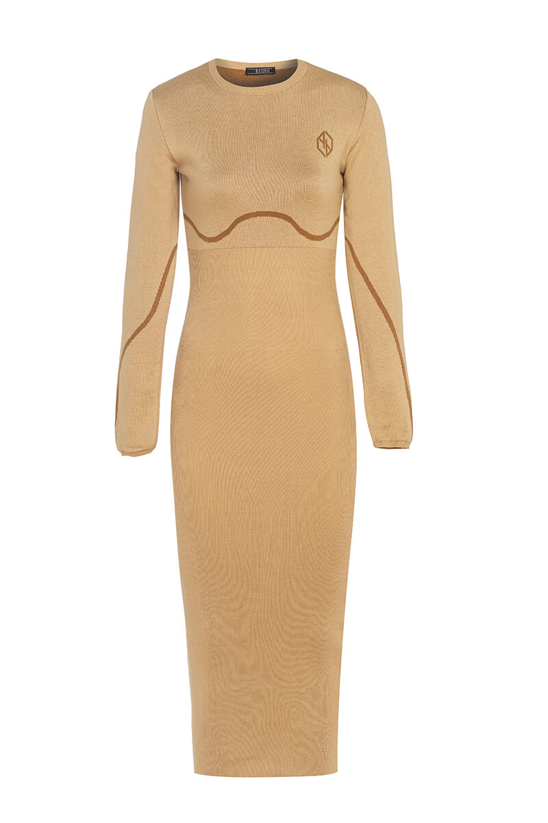 Pull Me Closer Midi Rochie din tricot - Nude - Imagine 16