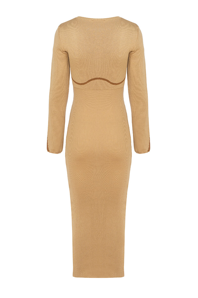 Pull Me Closer Midi Rochie din tricot - Nude - Imagine 25